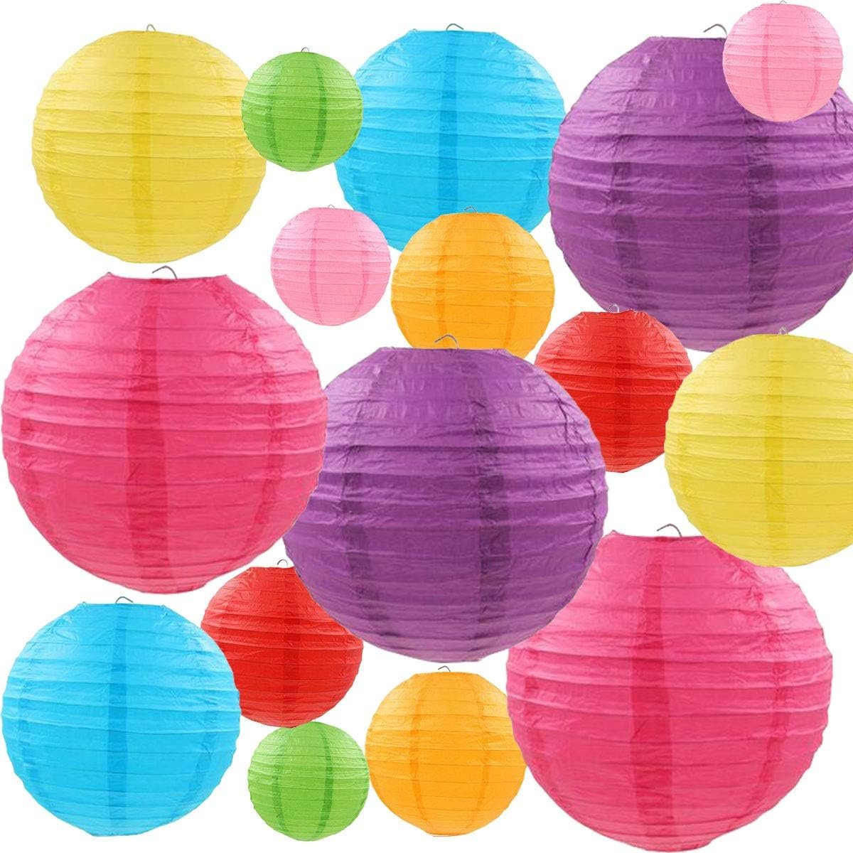Wholesale 16 Pcs Colorful Multicolor Paper Lanterns Sizes 4” 6” 8” 10” Hanging Ball Decorations for Home Parties Weddings Supplier