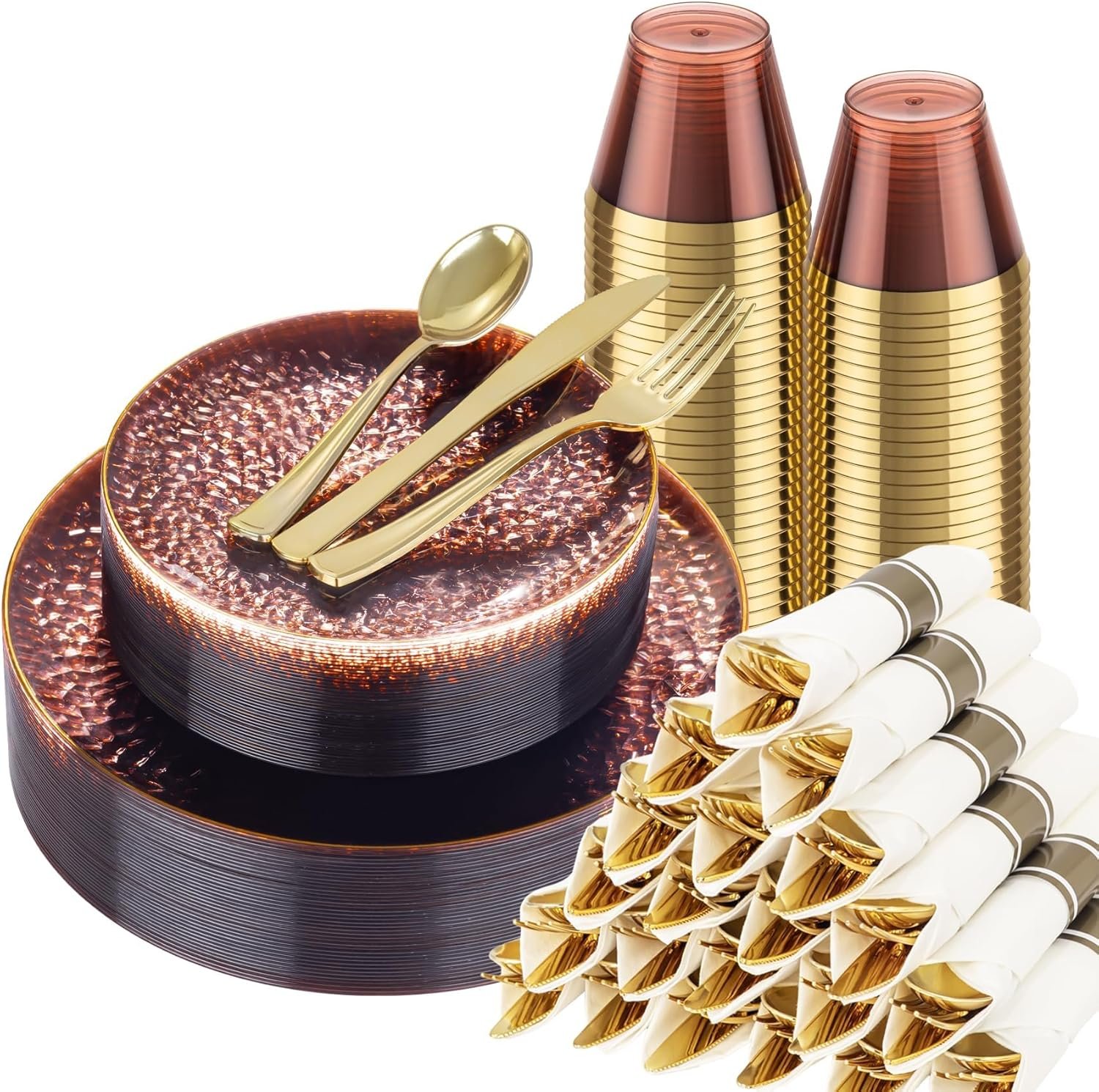 Wholesale 175PCS Clear Burgundy Hammered Disposable Plastic Dinnerware Set Includes 25 Dinner Plates 25 Dessert Plates 25 Cups 25 Rolled Napkin Cutlery for Parties Supplier Wholesale 175PCS Clear Burgundy Hammered Disposable Plastic Dinnerware Set Includes 25 Dinner Plates 25 Dessert Plates 25 Cups 25 Rolled Napkin Cutlery for Parties Supplier