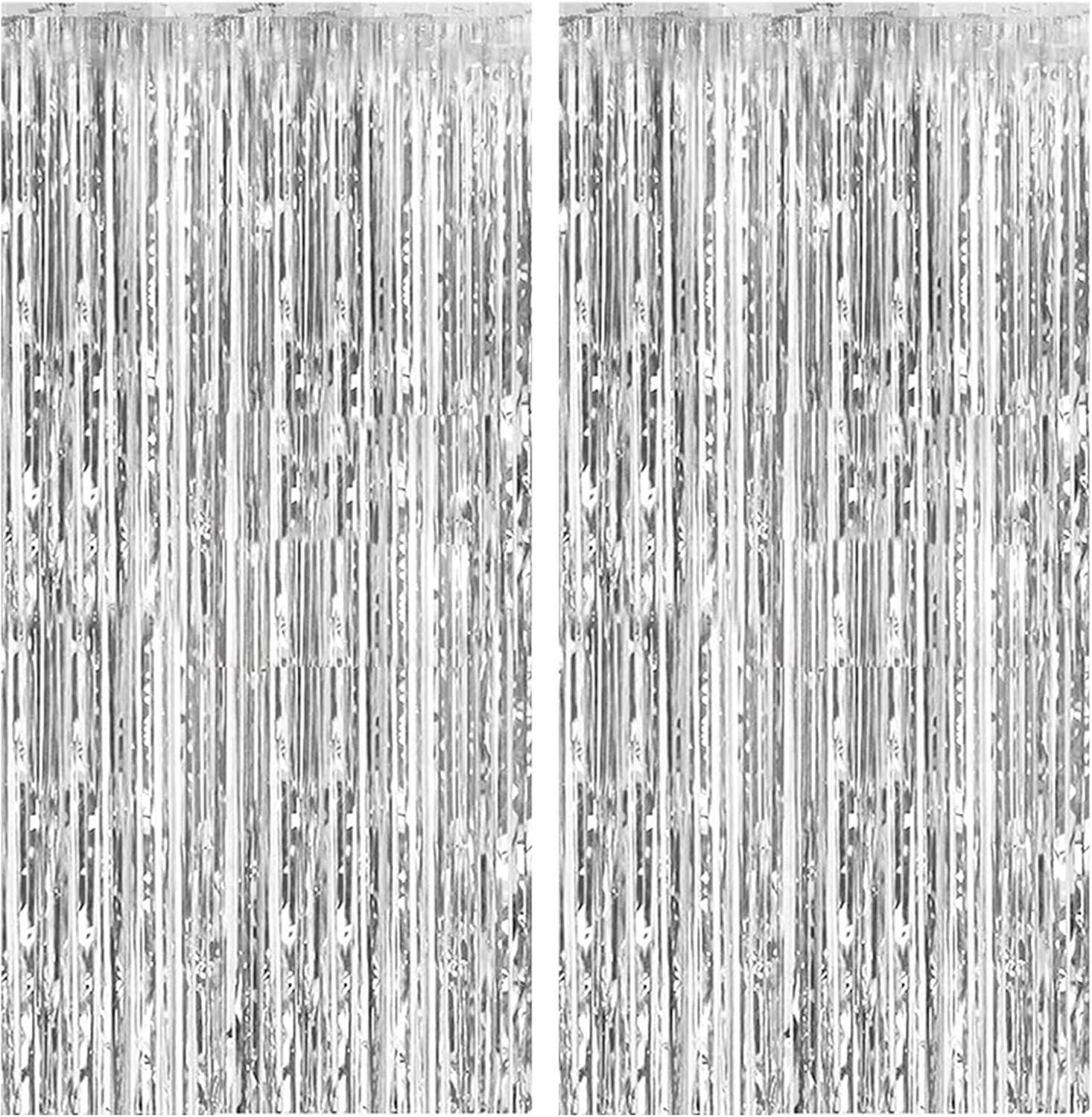 Wholesale 2 Pack Silver Metallic Tinsel Foil Fringe Curtains Backdrop Photo Booth Props for Birthday Wedding Engagement Baby Shower Bachelorette Christmas Holiday Party Decorations Supplier