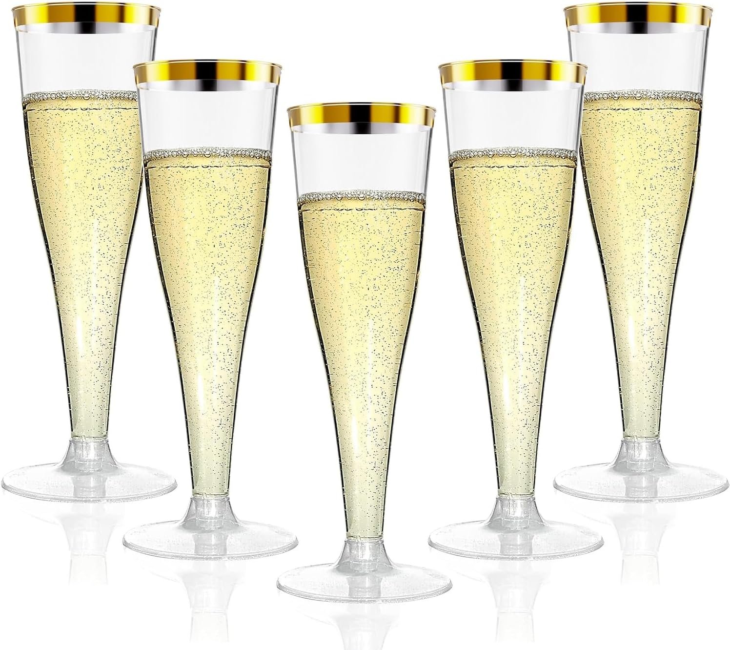 Wholesale 20 Pack 4.5 Oz Gold Rim Disposable Plastic Champagne Flutes Mimosa Wine Glasses for Wedding Engagement Birthday Party Toasting Cocktail Cups Supplier