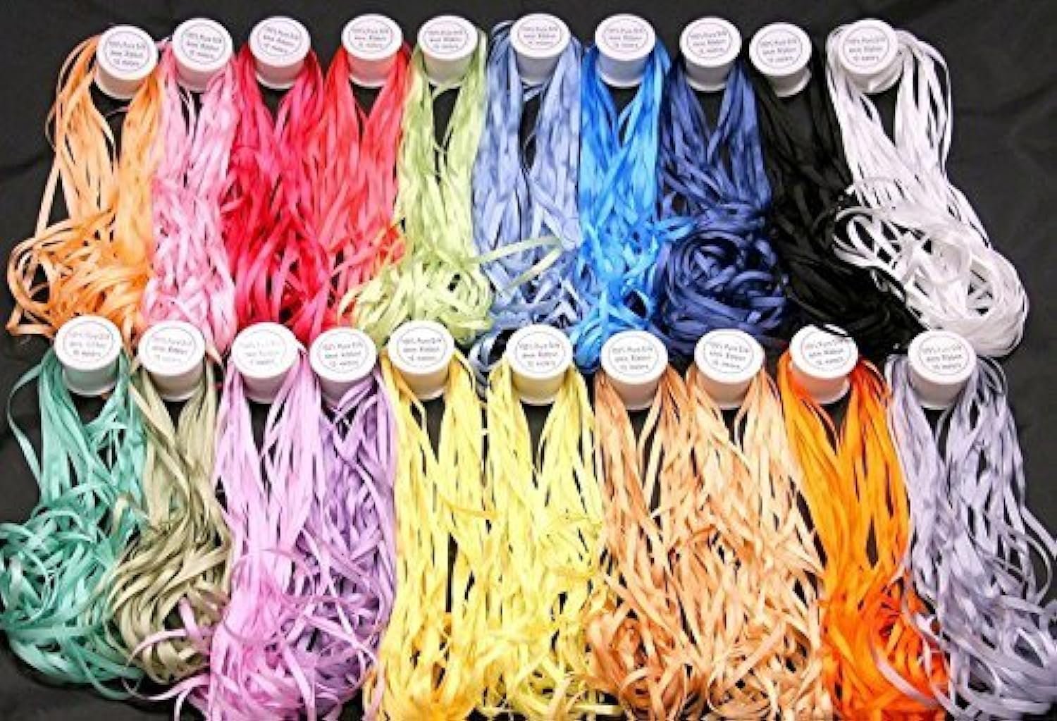 Wholesale 20 Spools of 100% Pure Silk Ribbons 4mm x 10 Meters Supplier