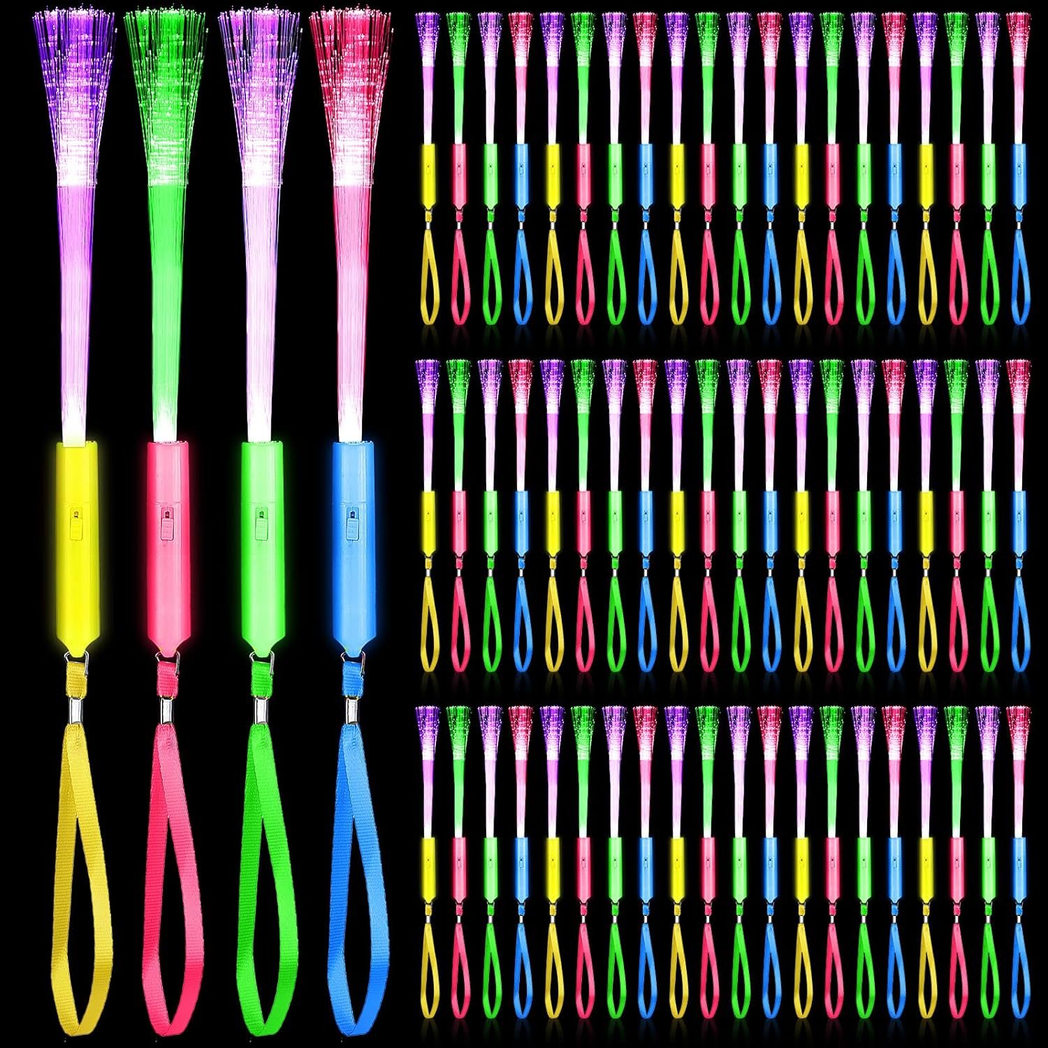 Wholesale 200 Pcs Fiber Optic Glow LED Light Up Wands Bulk Flashing Sticks with Batteries for Party Favors Wedding Birthday Carnival Supplier
