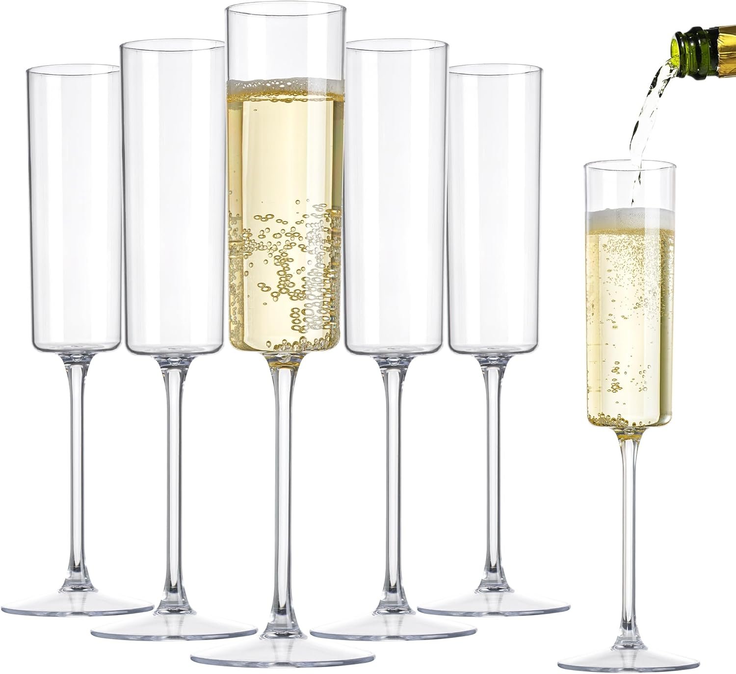 Wholesale 24 Pack 6 Oz Clear Disposable Square Plastic Champagne Flutes Toasting Glasses for Party Birthday Anniversary Wedding Supplier