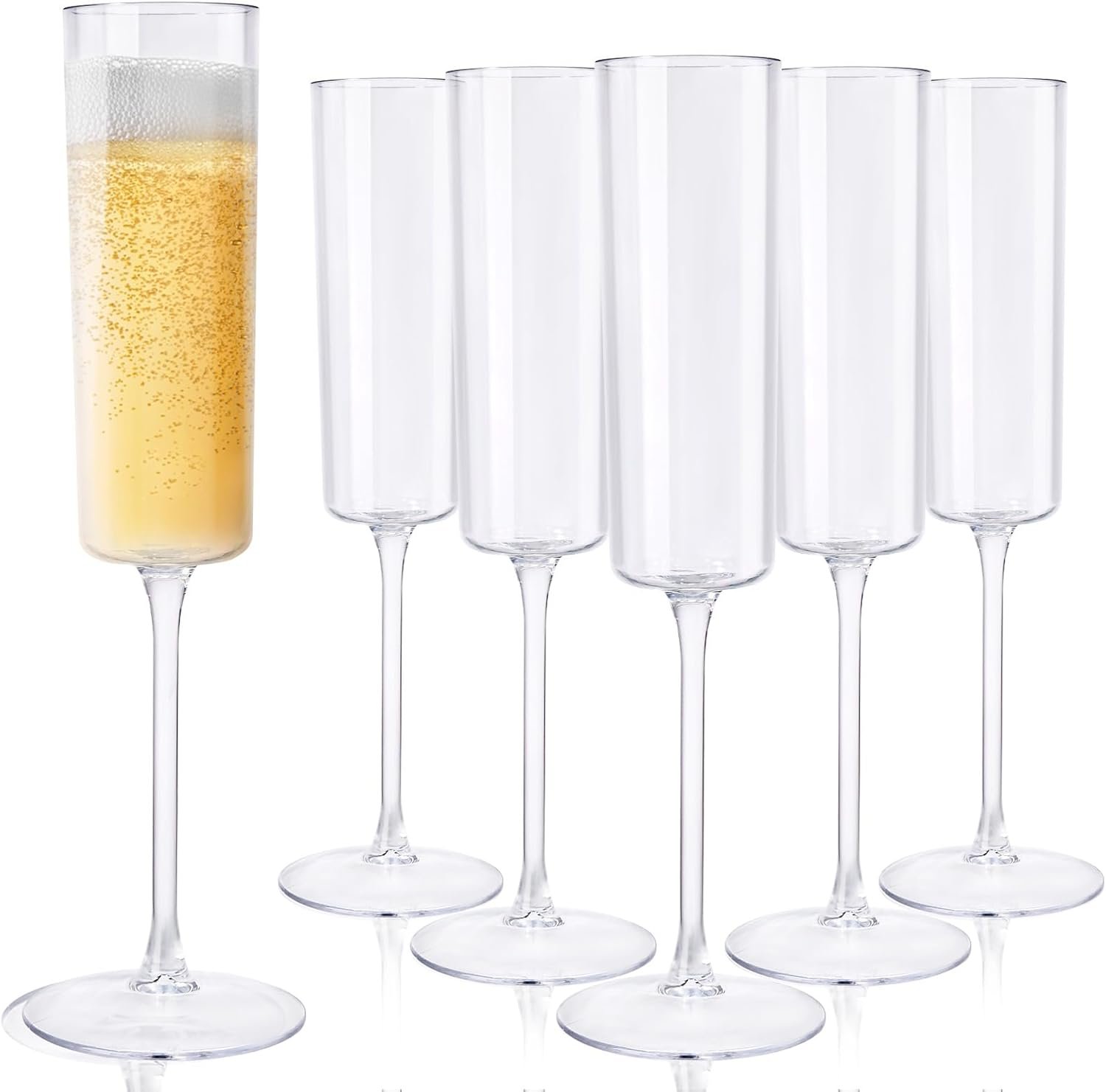 Wholesale 24 Pack Clear 6 Oz Disposable Plastic Champagne Flutes Square Toasting Glasses for Party Birthday Anniversary Wedding Supplier