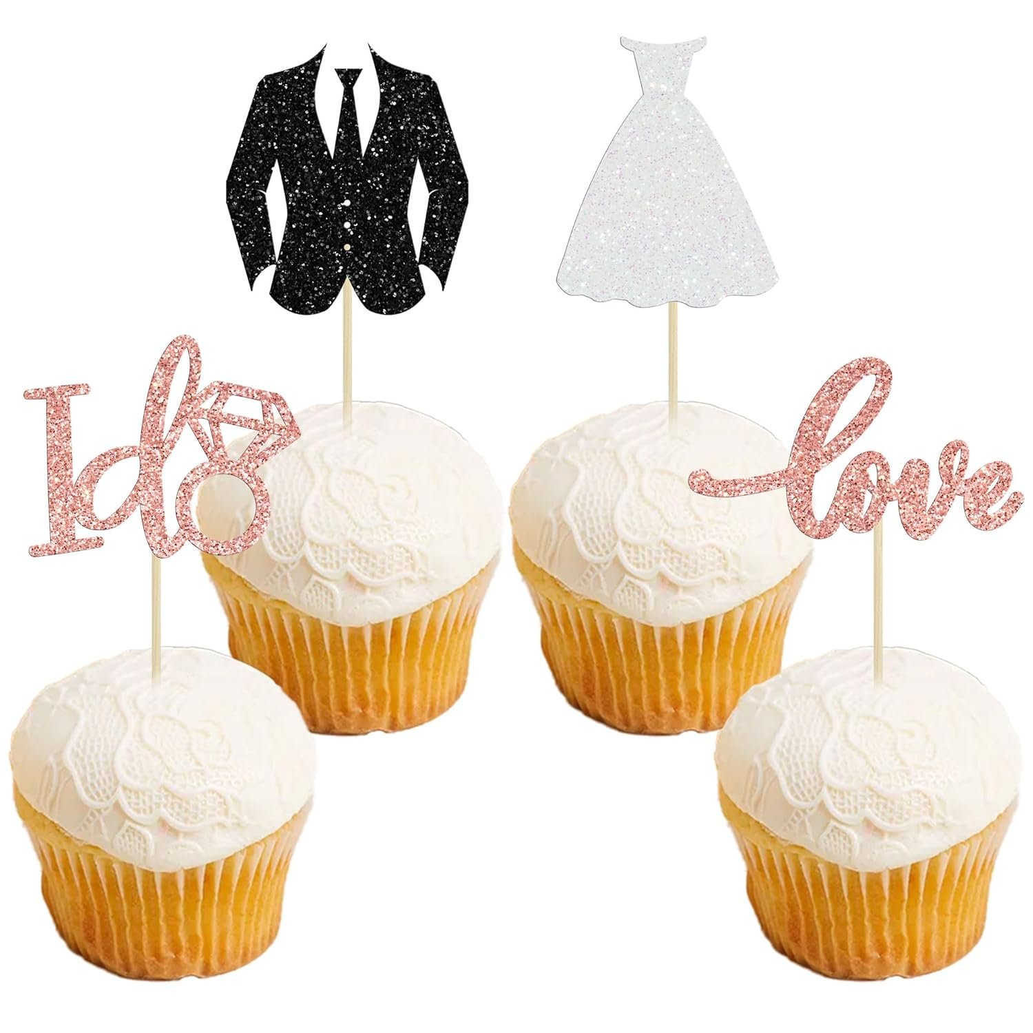 Wholesale 24 Pack Glitter Wedding Cupcake Toppers Groom Bride Love I Do Picks for Bridal Shower Engagement Party Cake Decorations Supplier Wholesale 24 Pack Glitter Wedding Cupcake Toppers Groom Bride Love I Do Picks for Bridal Shower Engagement Party Cake Decorations Supplier