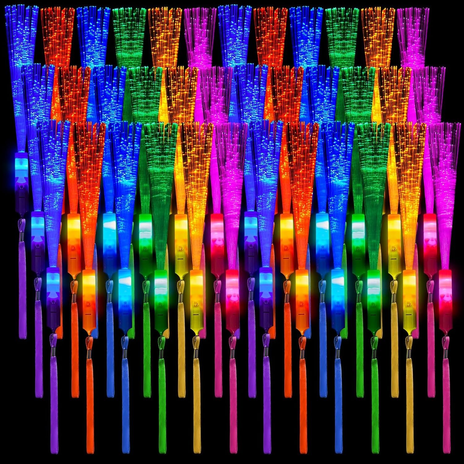 Wholesale 24 Pieces Upgraded LED Glow Fiber Optic Wands Flashing Sticks for K-pop Concerts Wedding Party Favors Mixing Colors Supplier Wholesale 24 Pieces Upgraded LED Glow Fiber Optic Wands Flashing Sticks for K-pop Concerts Wedding Party Favors Mixing Colors Supplier