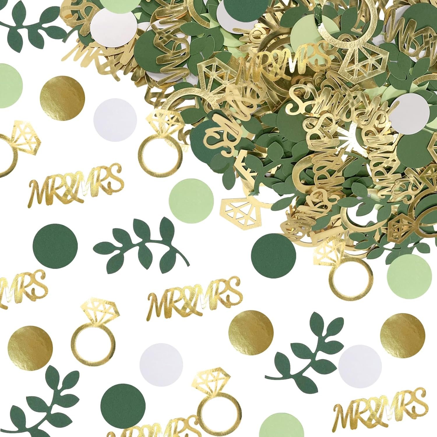 Wholesale 280PCS Sage Green Greenery Bridal Shower Table Confetti Decorations MR&MRS Diamond Ring for Wedding Engagement Bachelorette Bride to Be Party Supplier