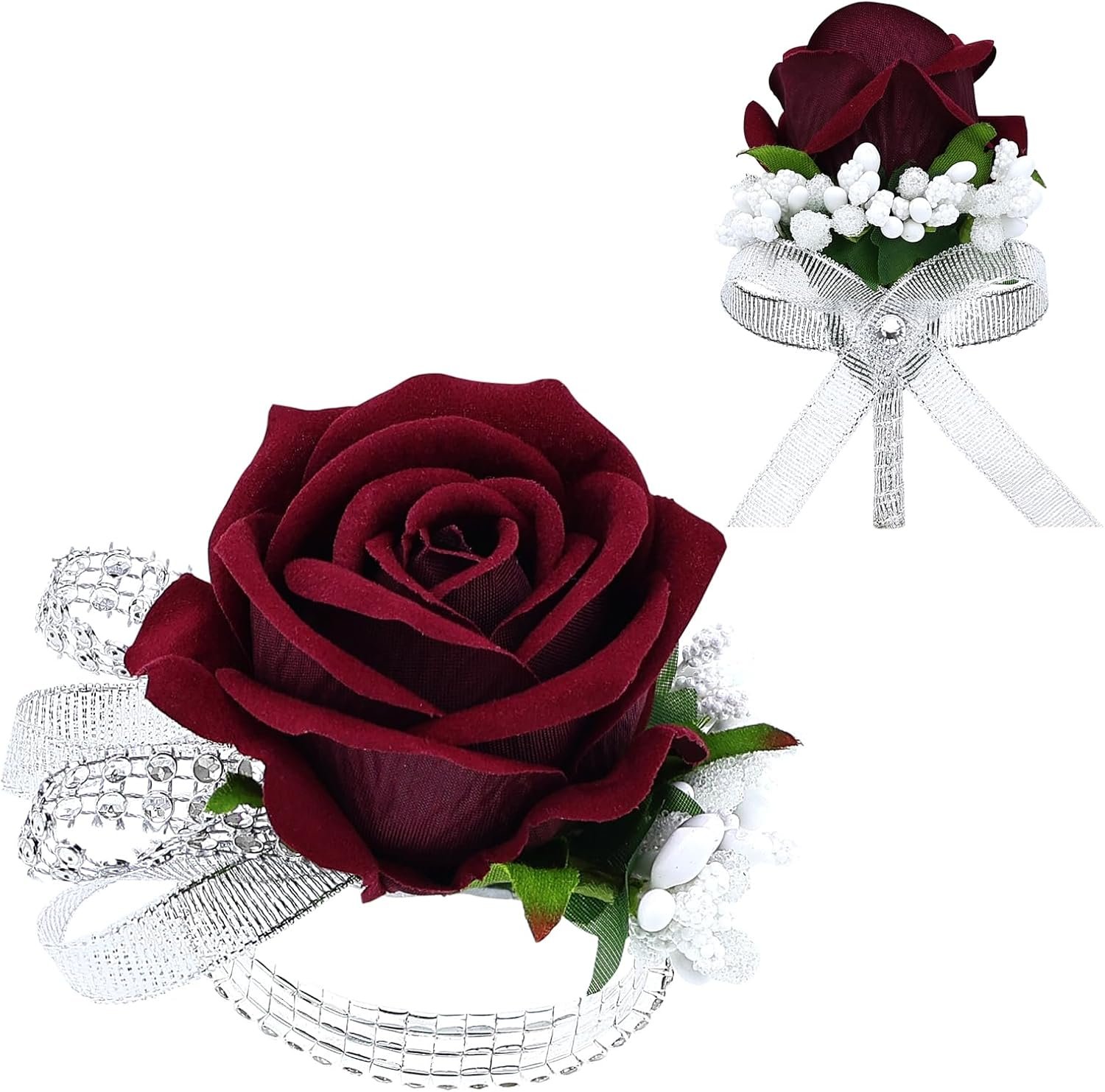 Wholesale 2Pcs Burgundy Rose Corsage and Boutonniere Set Artificial Wrist Corsage Bracelets for Men Wedding Party Formal Dinner Prom Flowers Accessories Supplier Wholesale 2Pcs Burgundy Rose Corsage and Boutonniere Set Artificial Wrist Corsage Bracelets for Men Wedding Party Formal Dinner Prom Flowers Accessories Supplier
