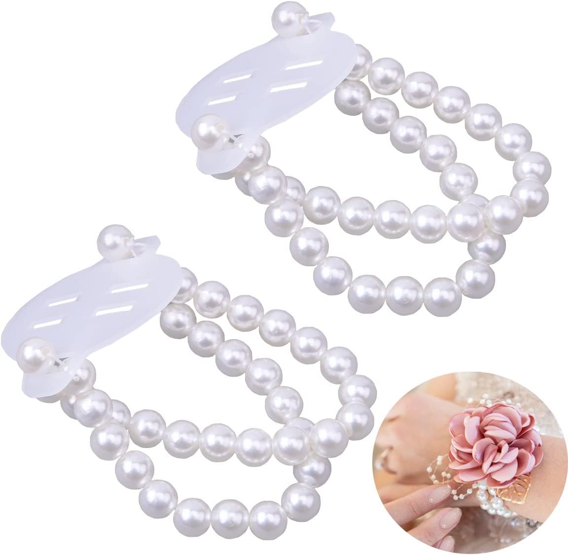 Wholesale 2Pcs Elastic Stretch Pearl Wrist Bands Wristlets Wedding Corsages DIY Decor Accessories for Festival Beach Party Prom Bride Supplier