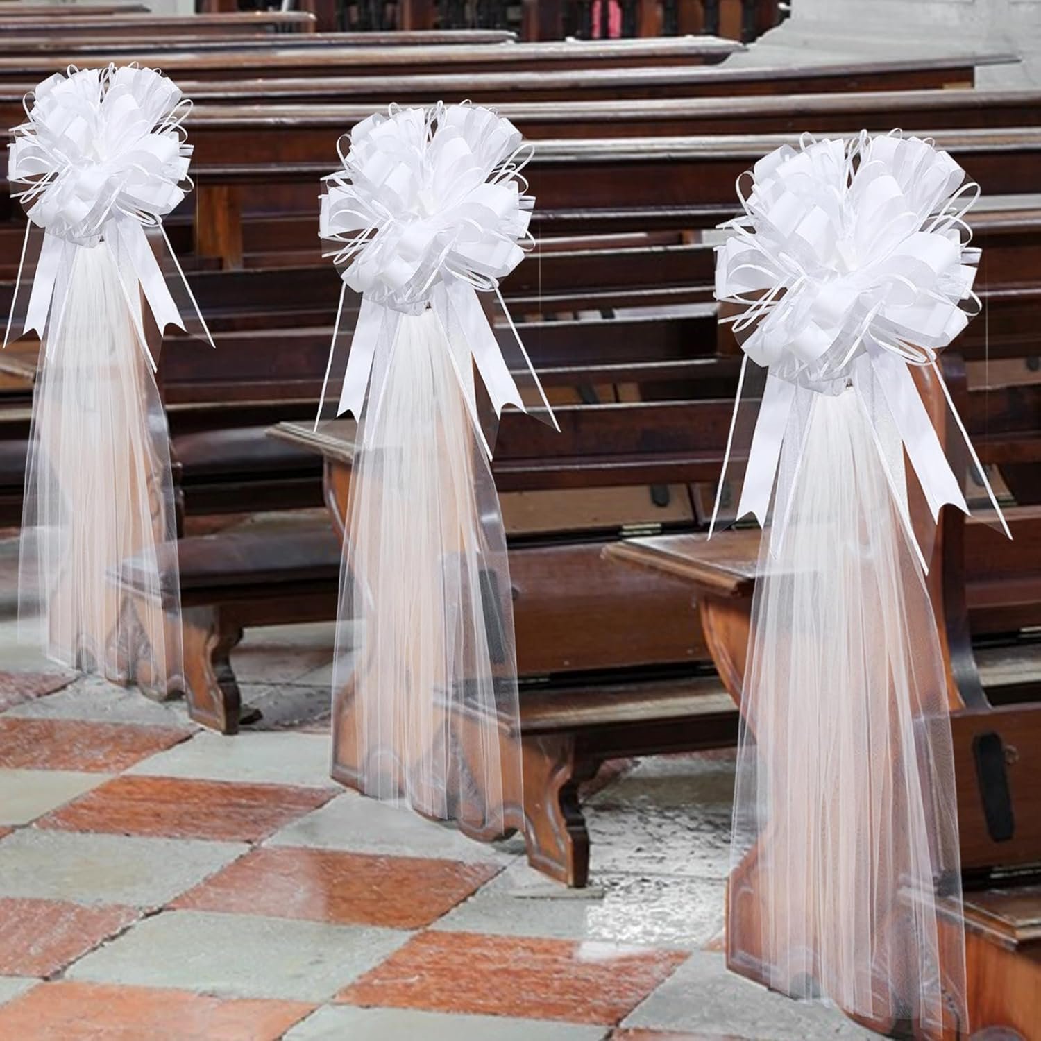 Wholesale 30 Set Wedding Pew Bows with Long Tulle Tails for Aisle Church Chair Car Big Bows Bridal Shower Reception Anniversary Decorations White Supplier Wholesale 30 Set Wedding Pew Bows with Long Tulle Tails for Aisle Church Chair Car Big Bows Bridal Shower Reception Anniversary Decorations White Supplier