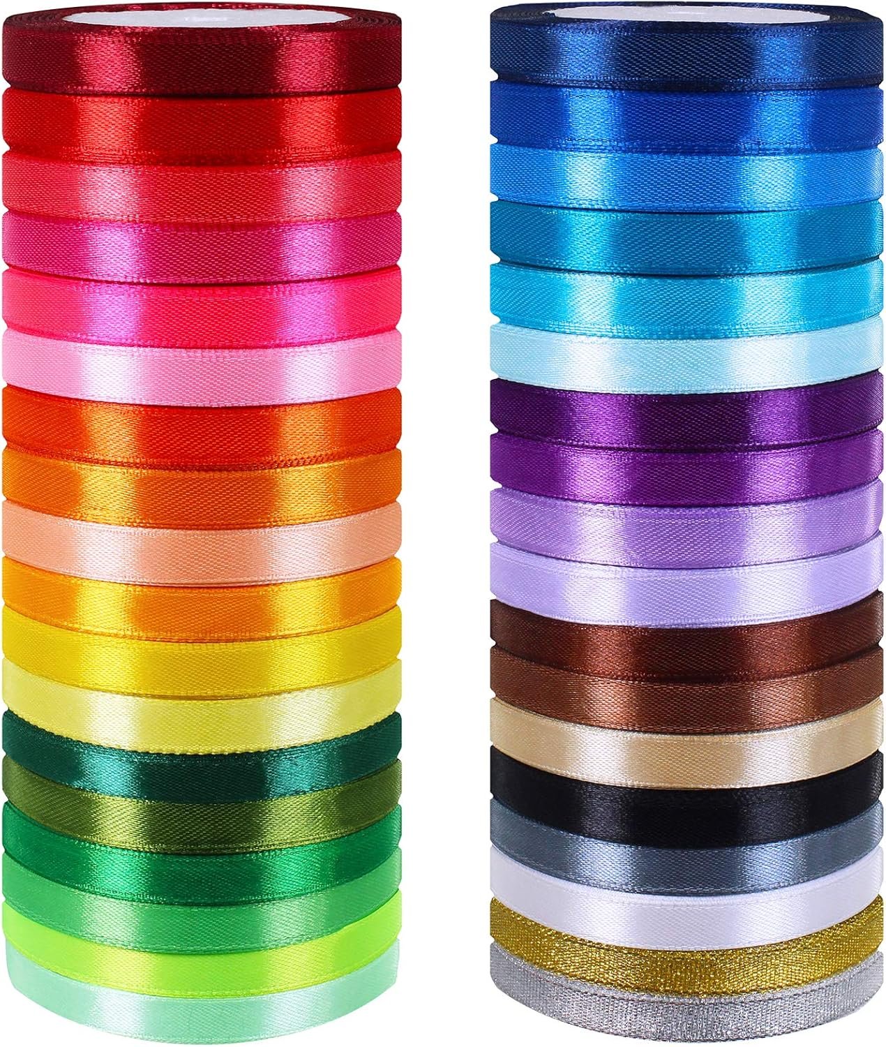 Wholesale 36 Colors 900 Yards Satin Metallic Glitter Ribbon Rolls 2/5