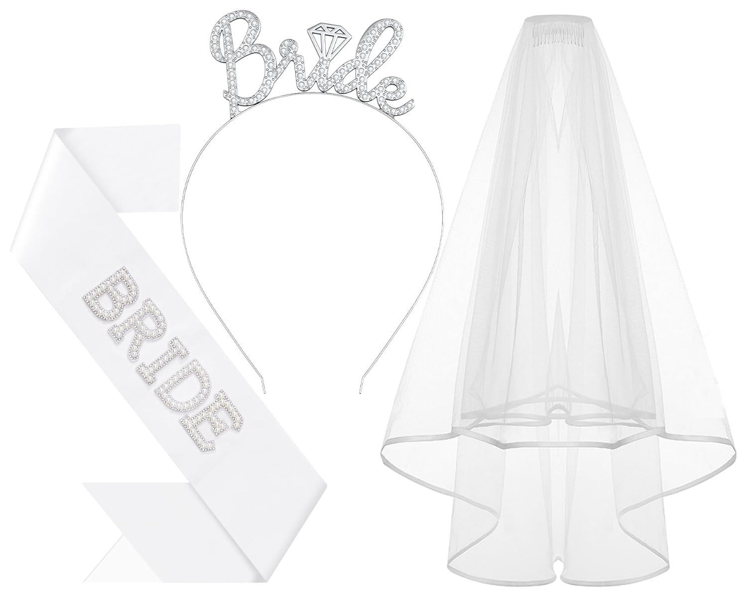 Wholesale 3Pcs Bride to Be Headband with Sash and Veil for Bachelorette Party Decorations Bridal Shower Accessories Gifts Favors in Silver Supplier Wholesale 3Pcs Bride to Be Headband with Sash and Veil for Bachelorette Party Decorations Bridal Shower Accessories Gifts Favors in Silver Supplier
