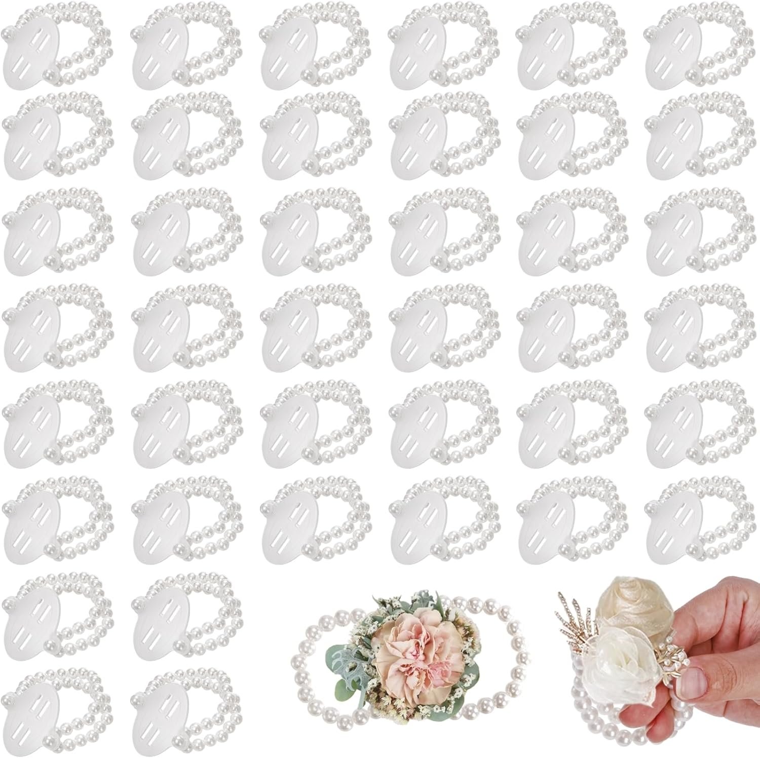 Wholesale 40 PCS Elastic Pearl Corsage Wristlet Bands Stretch Prom Wedding Bracelets White Supplier Wholesale 40 PCS Elastic Pearl Corsage Wristlet Bands Stretch Prom Wedding Bracelets White Supplier