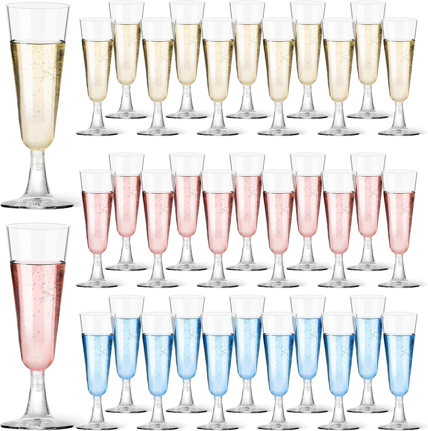 Wholesale 40 Pack 5.5 Oz Clear Disposable Plastic Champagne Flutes Glasses for Weddings Parties Events Supplier