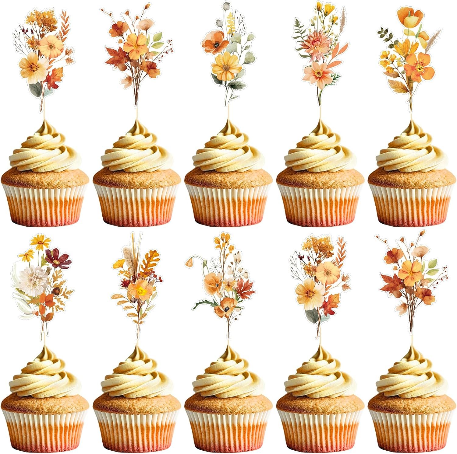 Wholesale 40PCS Wildflower Floral Cupcake Toppers Party Cake Decor Birthday Baby Bridal Shower Wedding Supplier Wholesale 40PCS Wildflower Floral Cupcake Toppers Party Cake Decor Birthday Baby Bridal Shower Wedding Supplier
