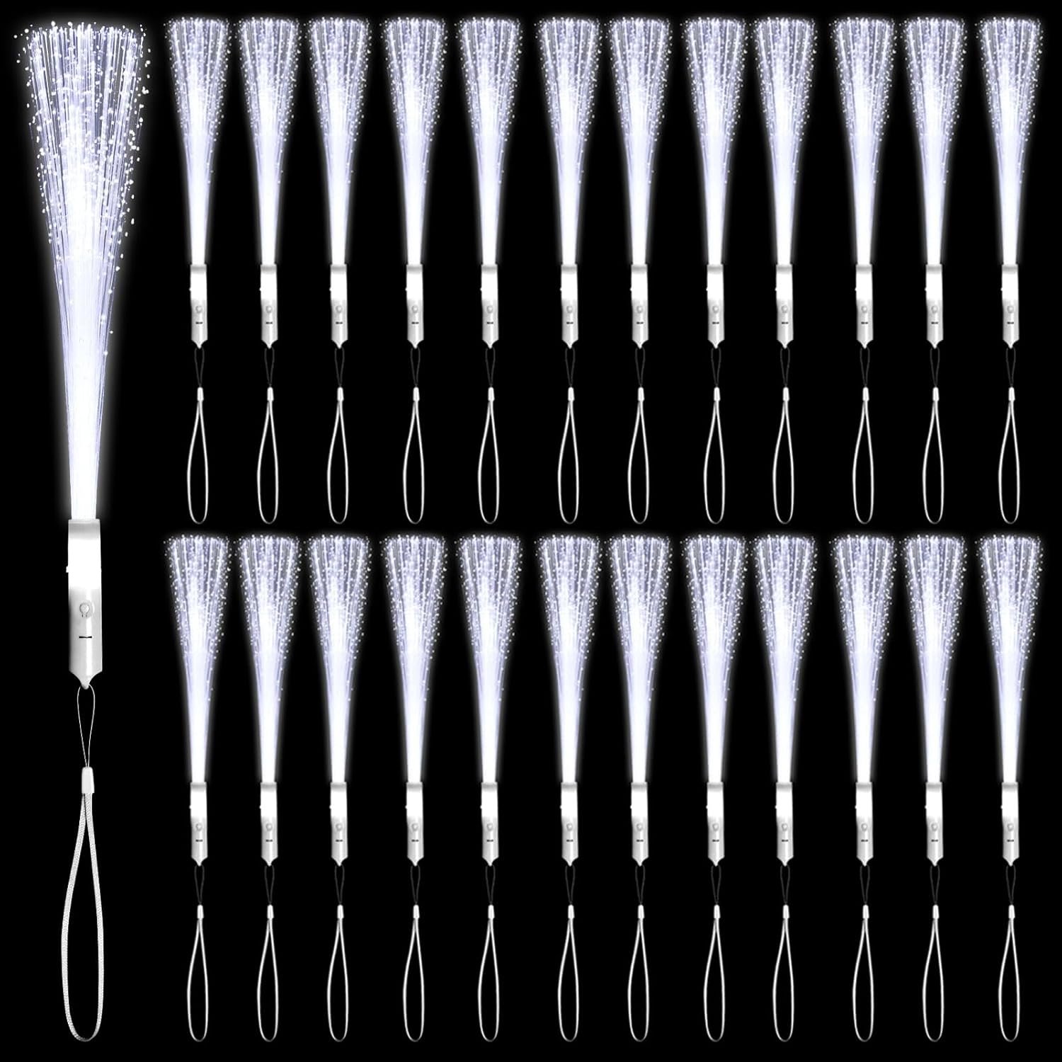 Wholesale 48 PCS White Glow Fiber Optic LED Light Wands 3 Modes Flashing Sticks Bulk for Wedding July 4th Halloween Christmas Supplier