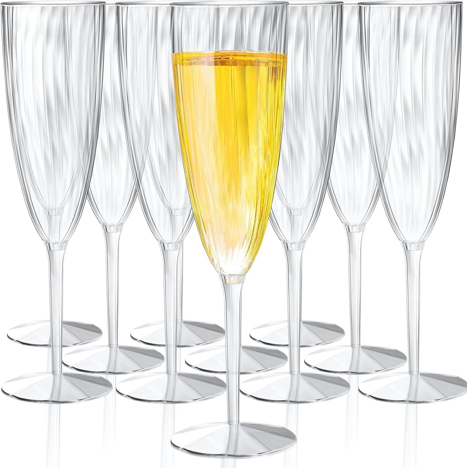 Wholesale 48 Pieces 6 Oz Hard Disposable Plastic Champagne Flutes for Weddings Wine Mimosas Toasting Home Daily Use Supplier