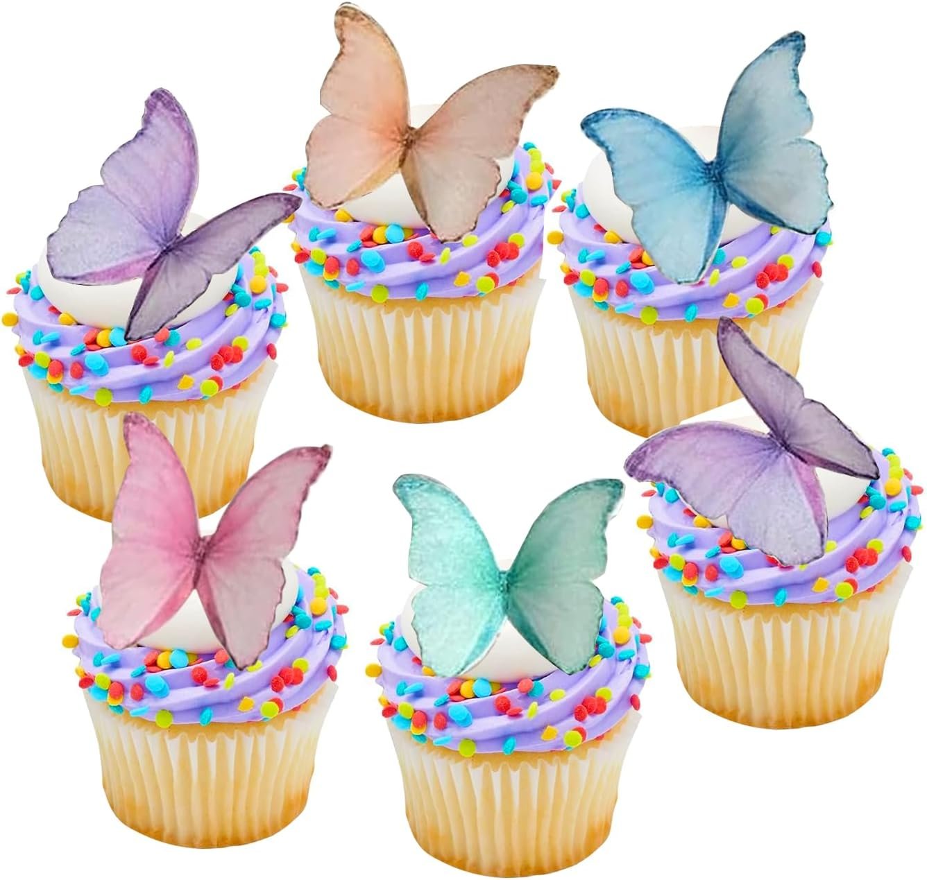 Wholesale 48Pcs Edible Wafer Paper Butterflies Cake Cupcake Toppers for Wedding Birthday Party Decorations Mix Color Supplier