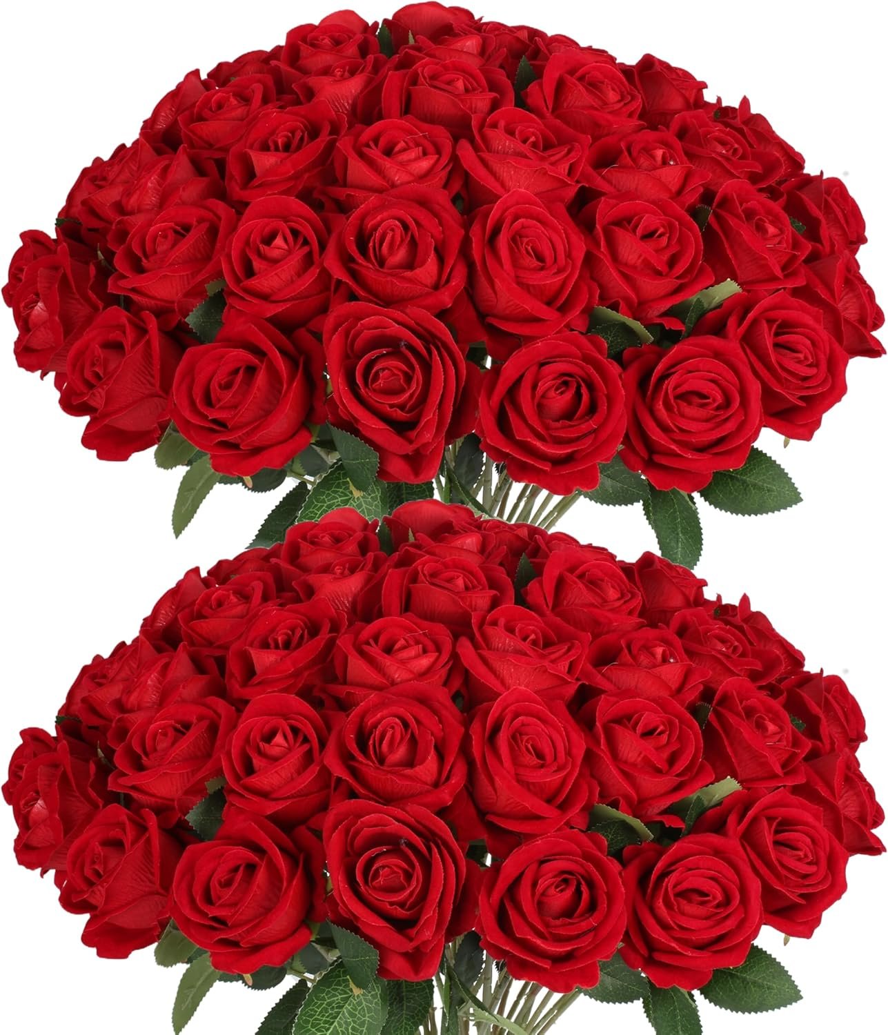 Wholesale 50 PCS Realistic Silk Artificial Red Roses with Stems Bulk Faux Flowers for Wedding Decoration Anniversary Bridal Bouquet DIY Floral Arrangement Romantic Home Decor Gifts Supplier