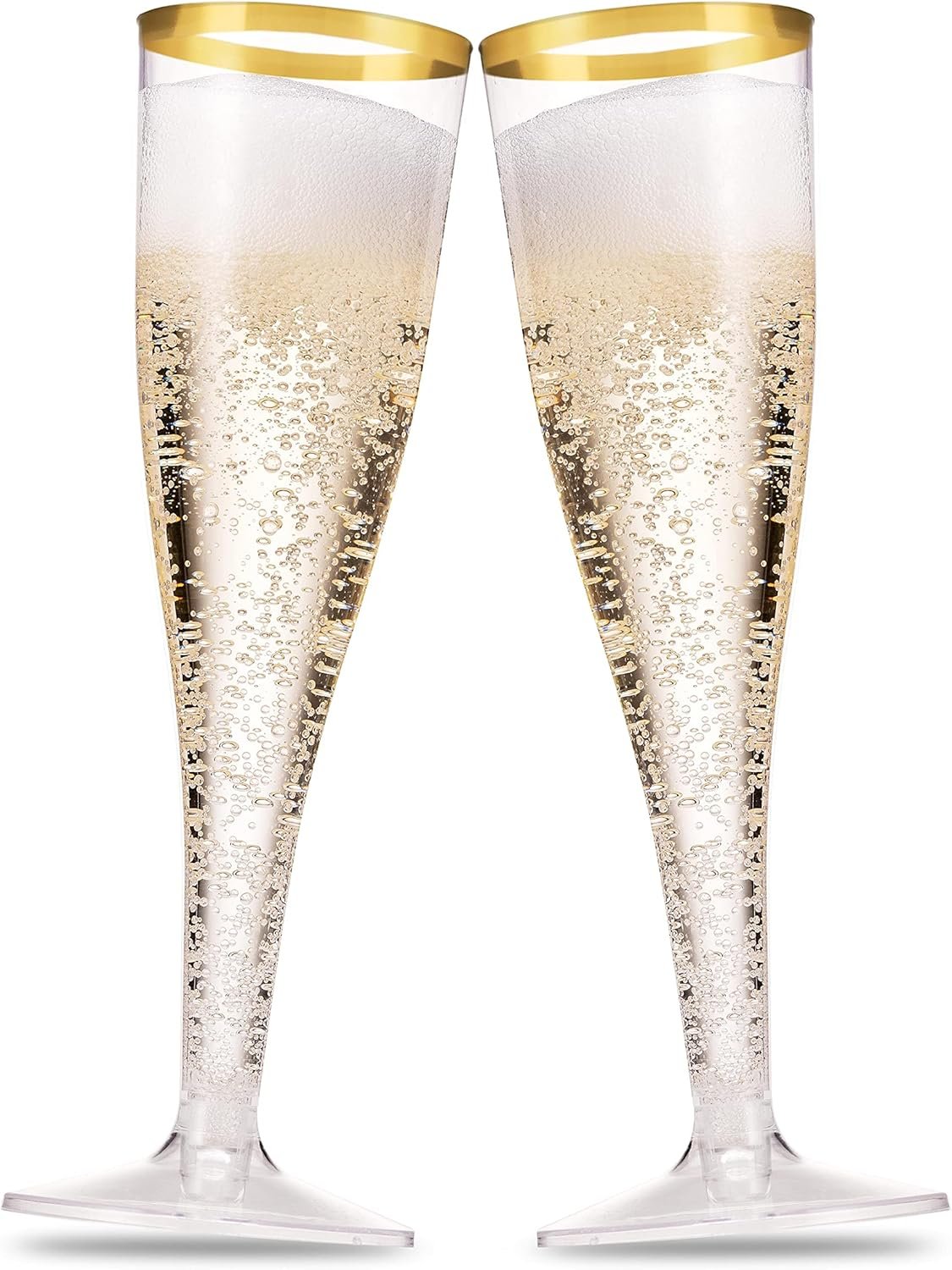 Wholesale 50 Pack Gold Rimmed Plastic Champagne Flutes 5 Oz Clear Plastic Toasting Glasses Fancy Disposable Wedding Party Cocktail Cups Supplier