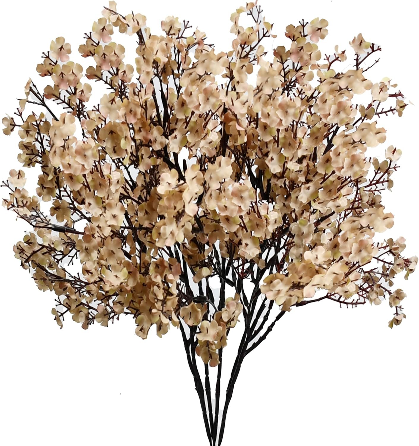 Wholesale 6 Bundles Light Brown Artificial Baby’s Breath Silk Gypsophila Flowers Bendable Stems Wedding Centerpiece Decor Supplier