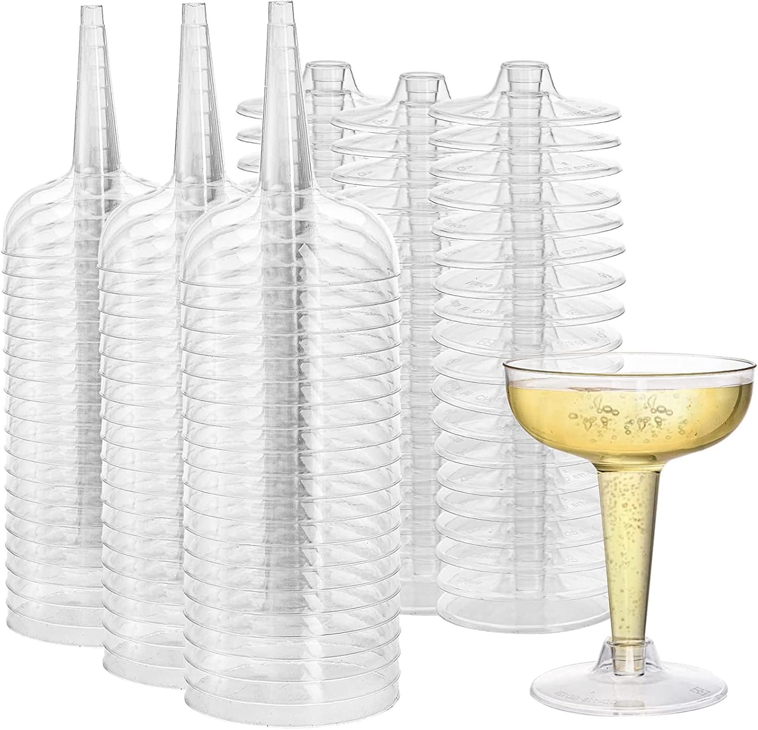 Wholesale 75 Pack 4 Oz Plastic Champagne Coupe Glasses Disposable Cocktail Stem Cups for Martini Margarita Birthday Wedding Supplier