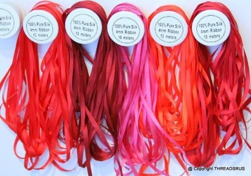 Wholesale 7mm Width 5 Spools 100% Pure Silk Ribbons RED Tones 50 Meters Supplier Wholesale 7mm Width 5 Spools 100% Pure Silk Ribbons RED Tones 50 Meters Supplier