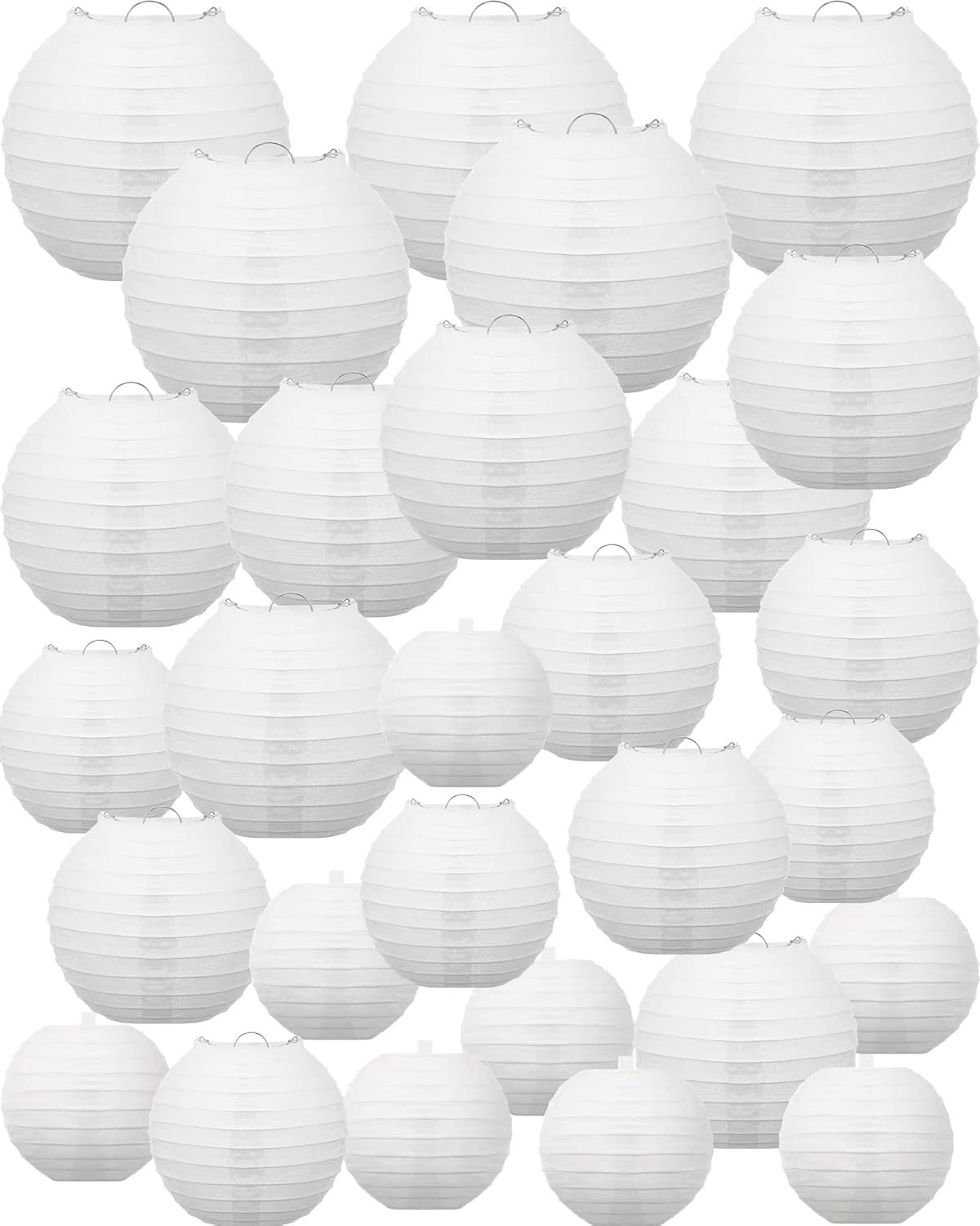 Wholesale 80 Pcs Paper Lanterns Chinese Japanese Style 4'' 6'' 8'' 10'' 12'' for Wedding Ceiling Hanging Bridal Baby Shower Birthday Party Christmas Easter Decorations White Supplier