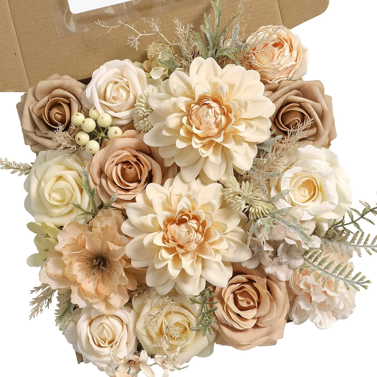 Wholesale Artificial Silk Flowers Fake Rose Combo Box Set DIY Wedding Bouquets Centerpieces Home Decor Nude Color Supplier
