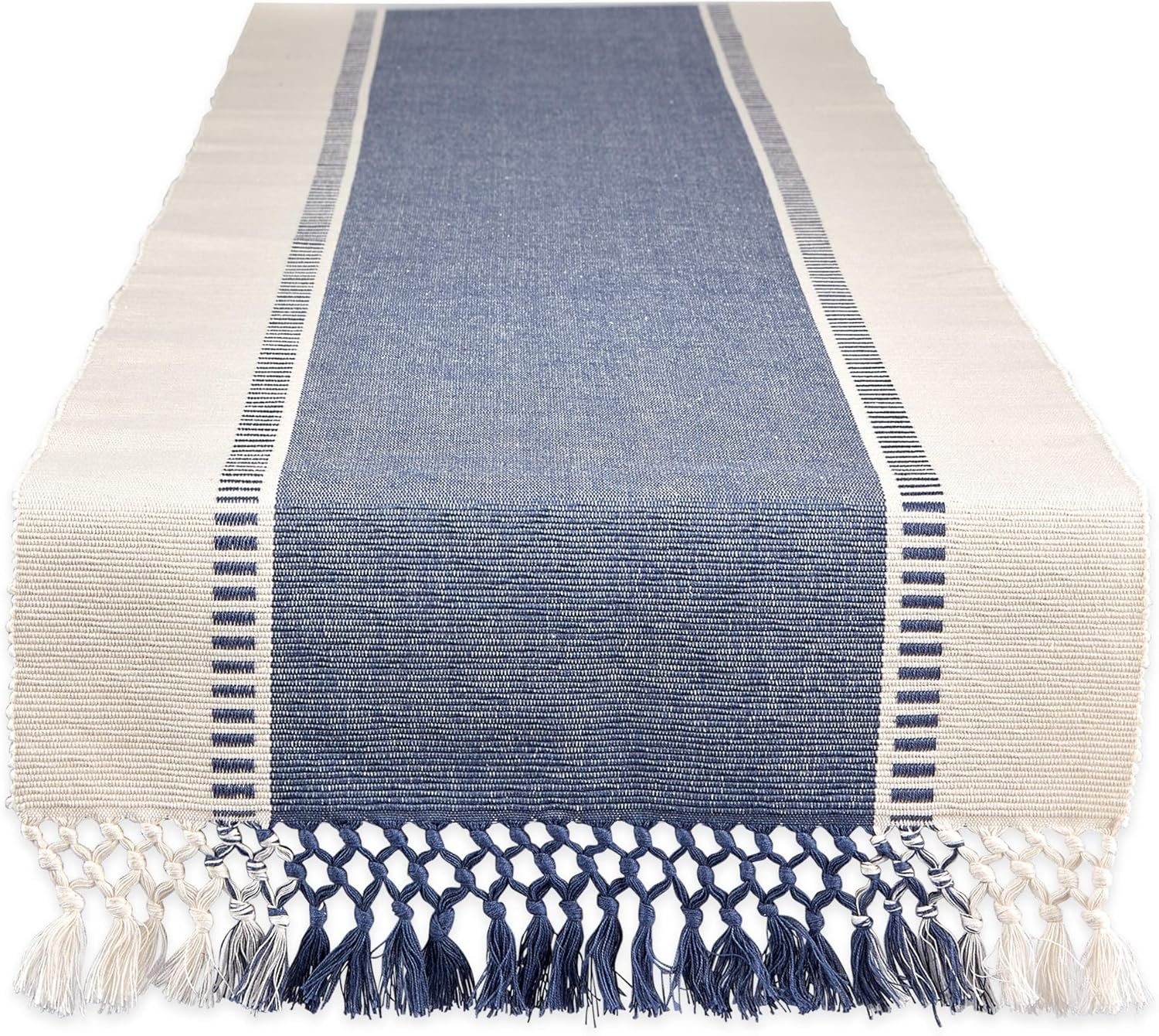 Wholesale Dobby Stripe Woven Table Runner 13x72-inch French Blue Supplier