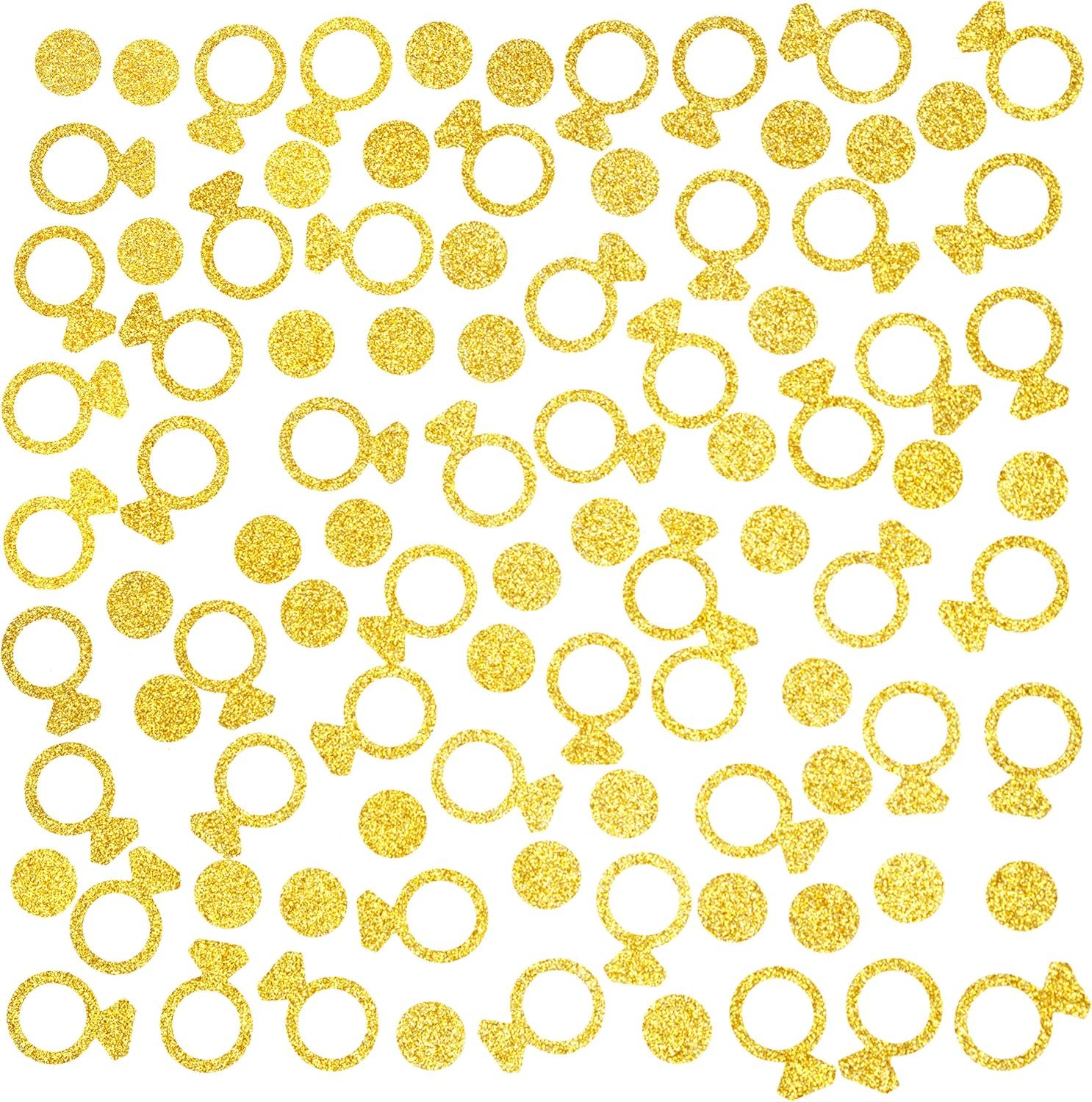 Wholesale Gold Diamond Ring Shaped Confetti for Bachelorette Wedding Engagement Bridal Shower Anniversary Valentines Parties 400pc Supplier