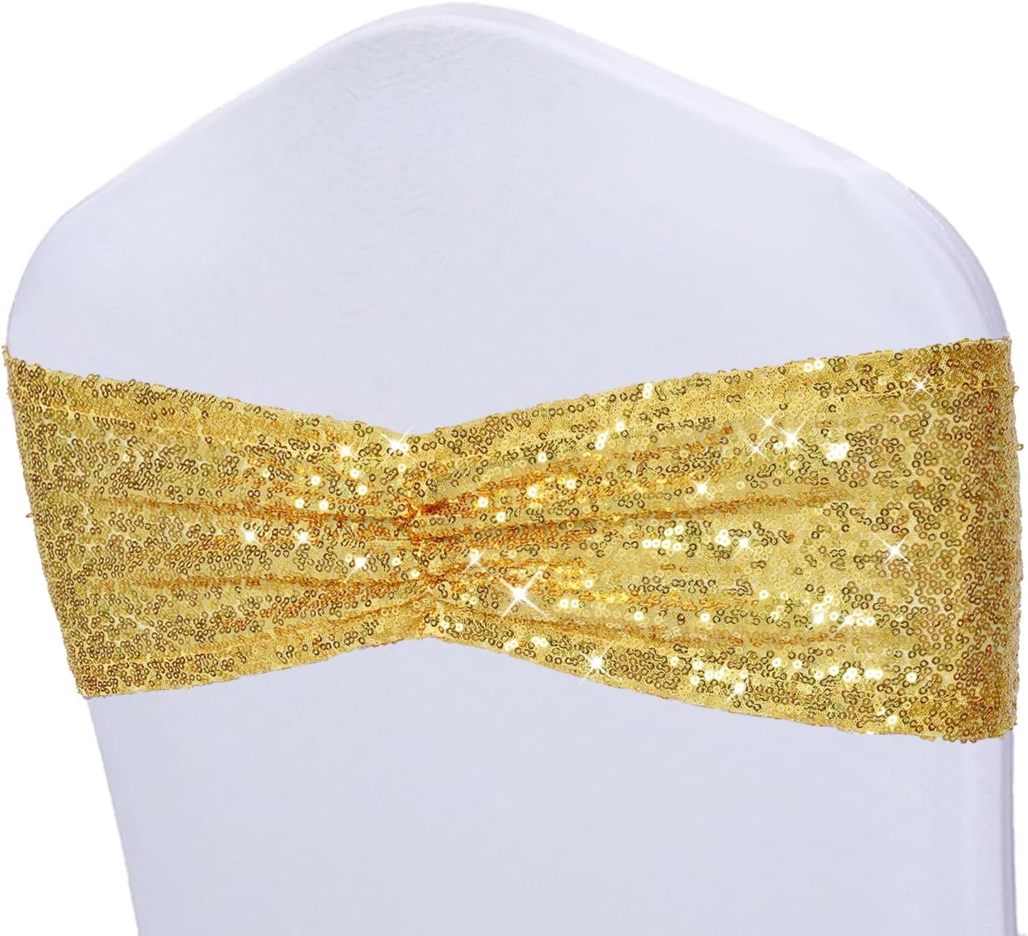 Wholesale Gold Sequin Chair Sashes Folding Chair Covers Bows for Party Wedding Reception Decorations 50 PCS Supplier