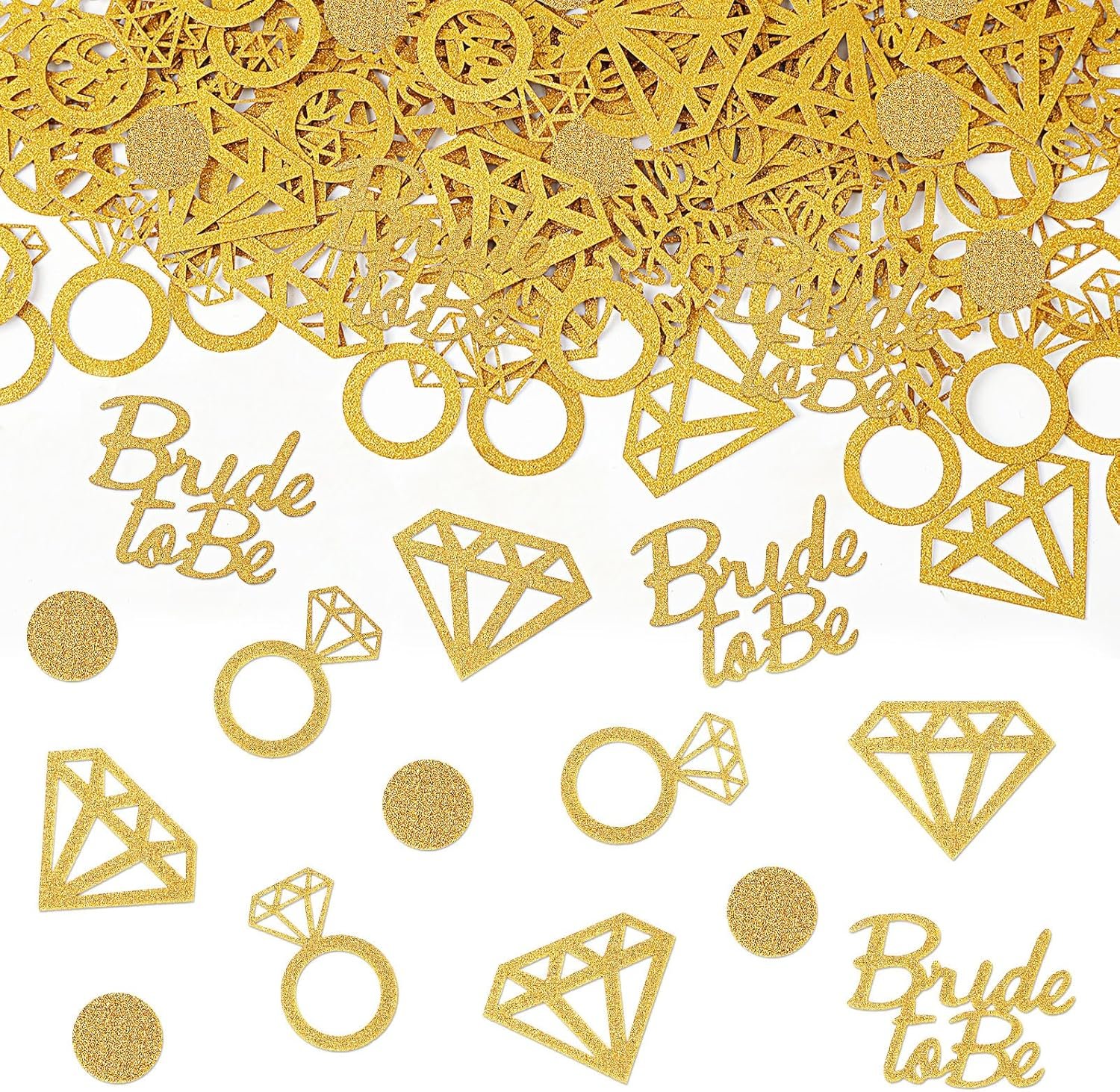 Wholesale Gold Wedding Confetti Bridal Shower Decorations Bride to Be Diamond Ring Circle Glitter Paper for Bachelorette Engagement Party Table Scatter Supplier