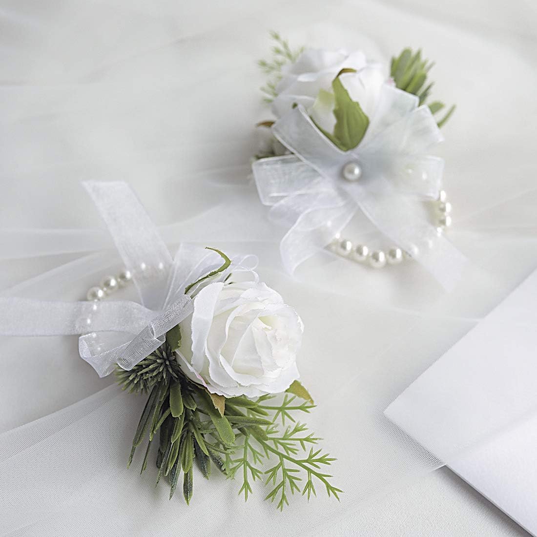 Wholesale Ivory Rose Wrist Corsage Wristlet Bracelet for Bride Bridesmaid Wedding Prom White Set of 2 Supplier Wholesale Ivory Rose Wrist Corsage Wristlet Bracelet for Bride Bridesmaid Wedding Prom White Set of 2 Supplier