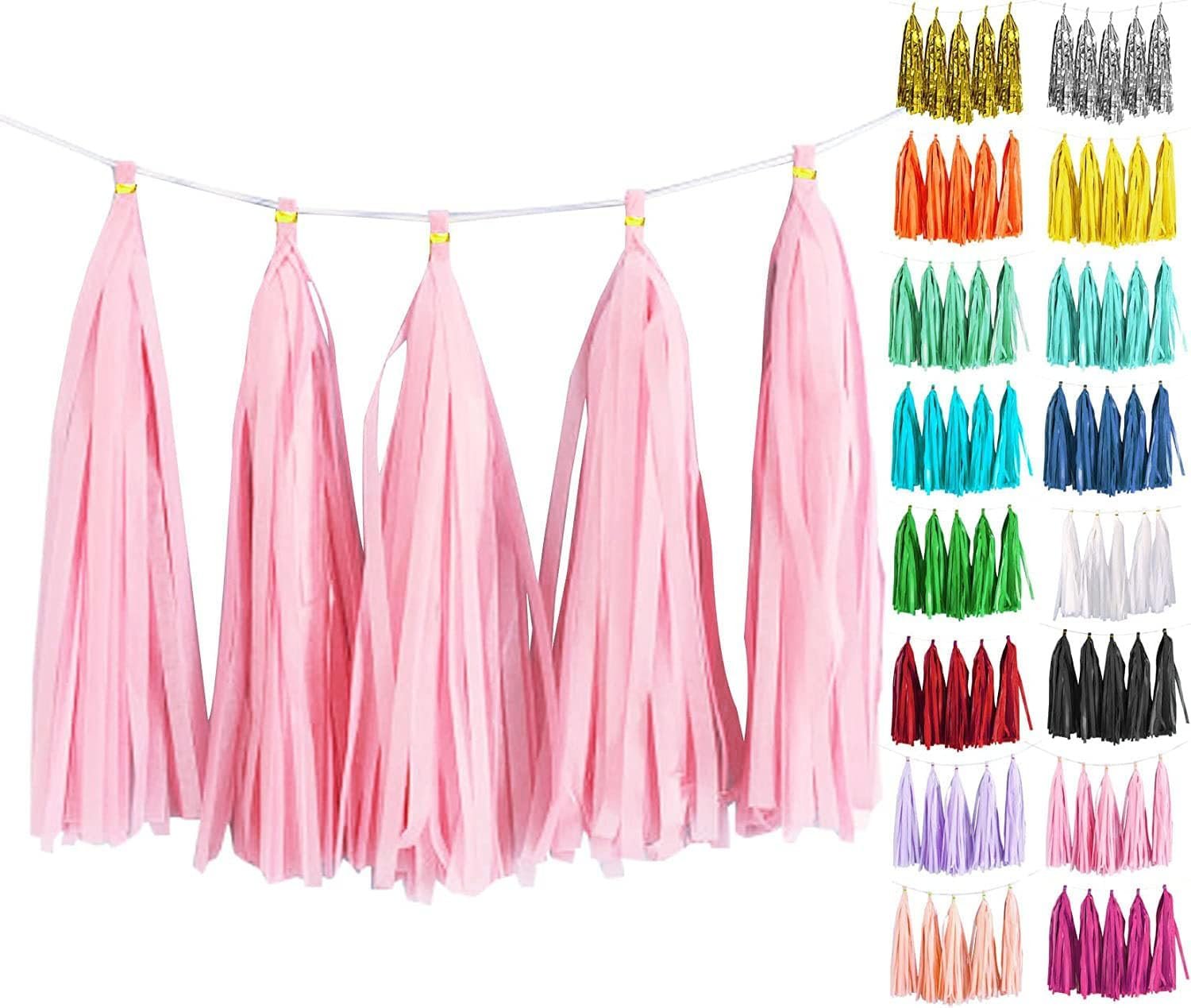 Wholesale Light Pink Tissue Paper Tassels Garland Banner for Party Birthday Wedding Baby Shower Table Decoration Balloon 20 Pcs Supplier