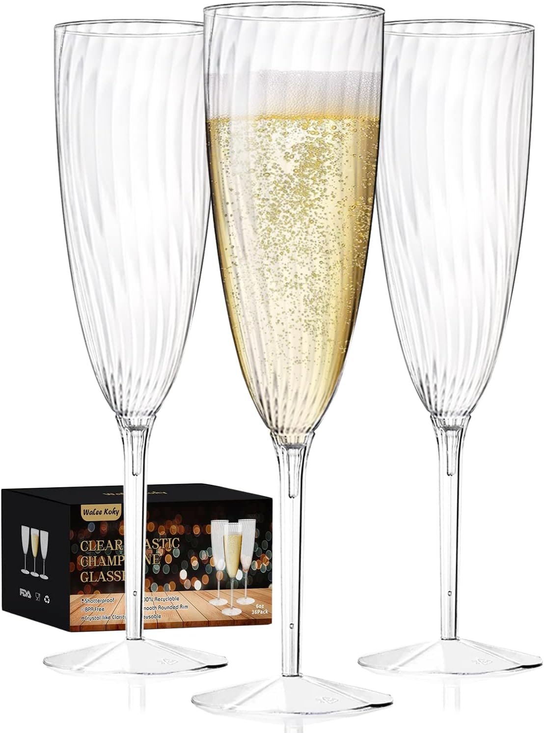 Wholesale Plastic Champagne Flutes 36 Pack Clear Disposable Reusable Wine Glasses 6 oz Cocktail Cups for Parties Weddings Birthdays Supplier