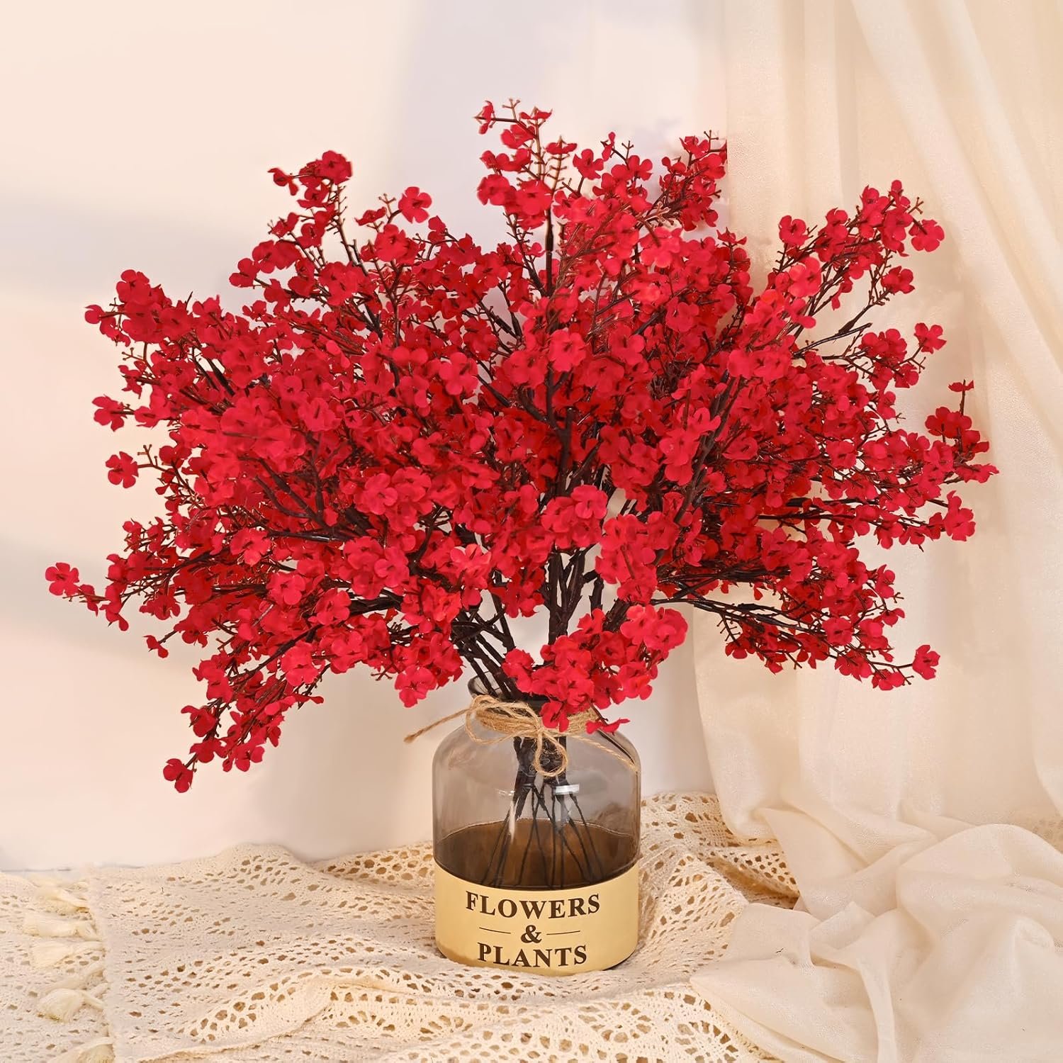 Wholesale Red Artificial Baby's Breath Flowers 5Pcs Real Touch Silk Faux Flowers Bulk for Spring Decor Floral Arrangements Supplier