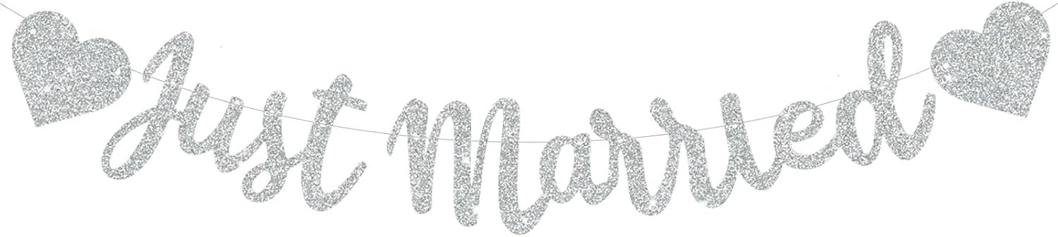 Wholesale Silvery Glitter Just Married Banner No DIY Wedding Bachelorette Bridal Engagement Party Decor Garland Supplier