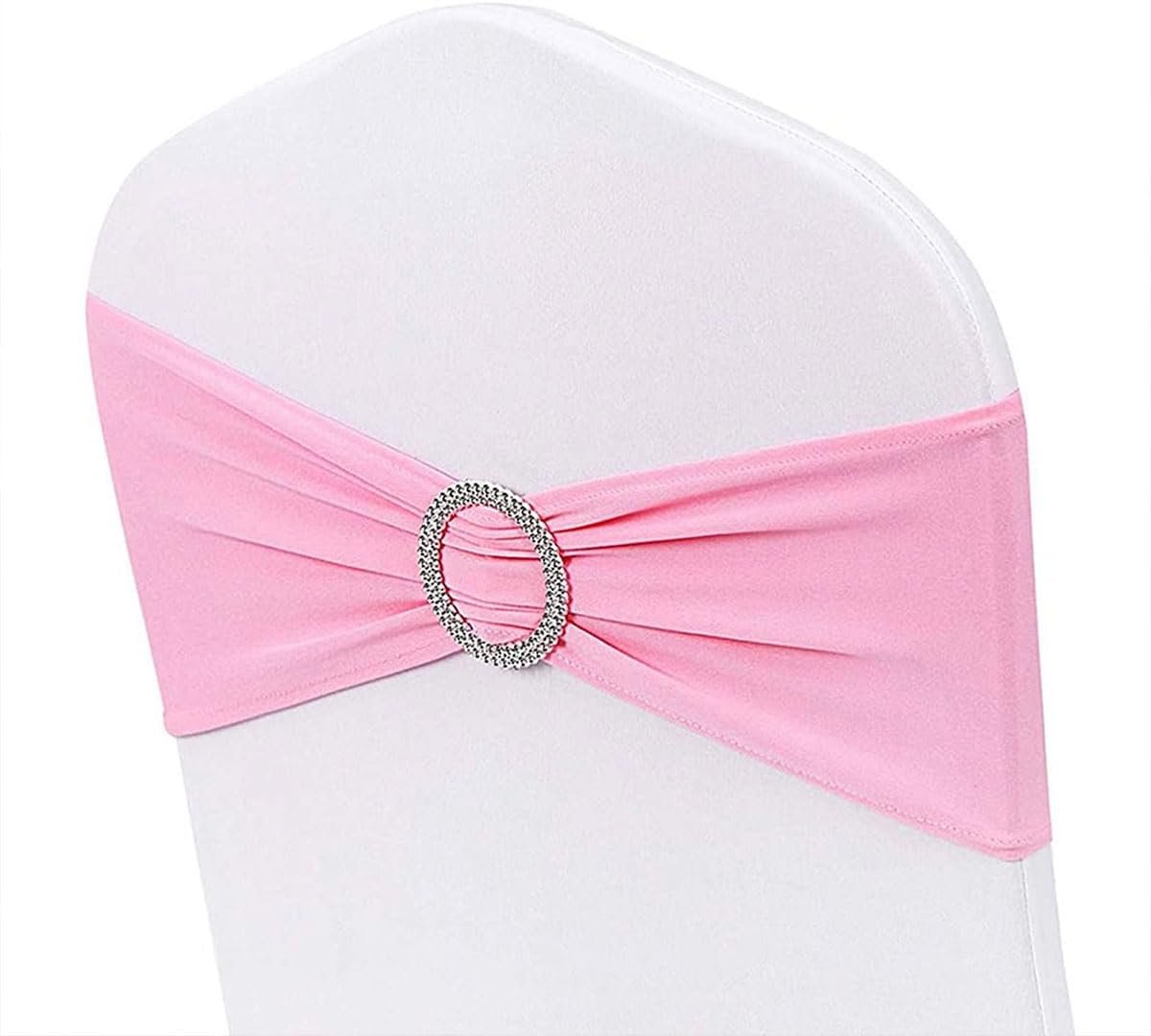 Wholesale Spandex Stretch Chair Sashes Bows with Buckle Slider Wedding Party Decorations Pink 25PCS Supplier