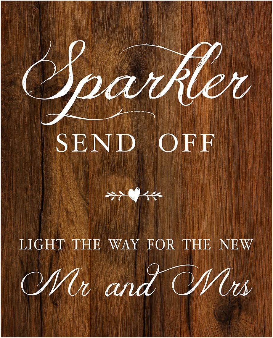 Wholesale Sparkler Send Off Sign for Wedding Rustic Wood Look on Linen Textured Thick Cardstock Exit Sign for Reception Strict Rules Supplier