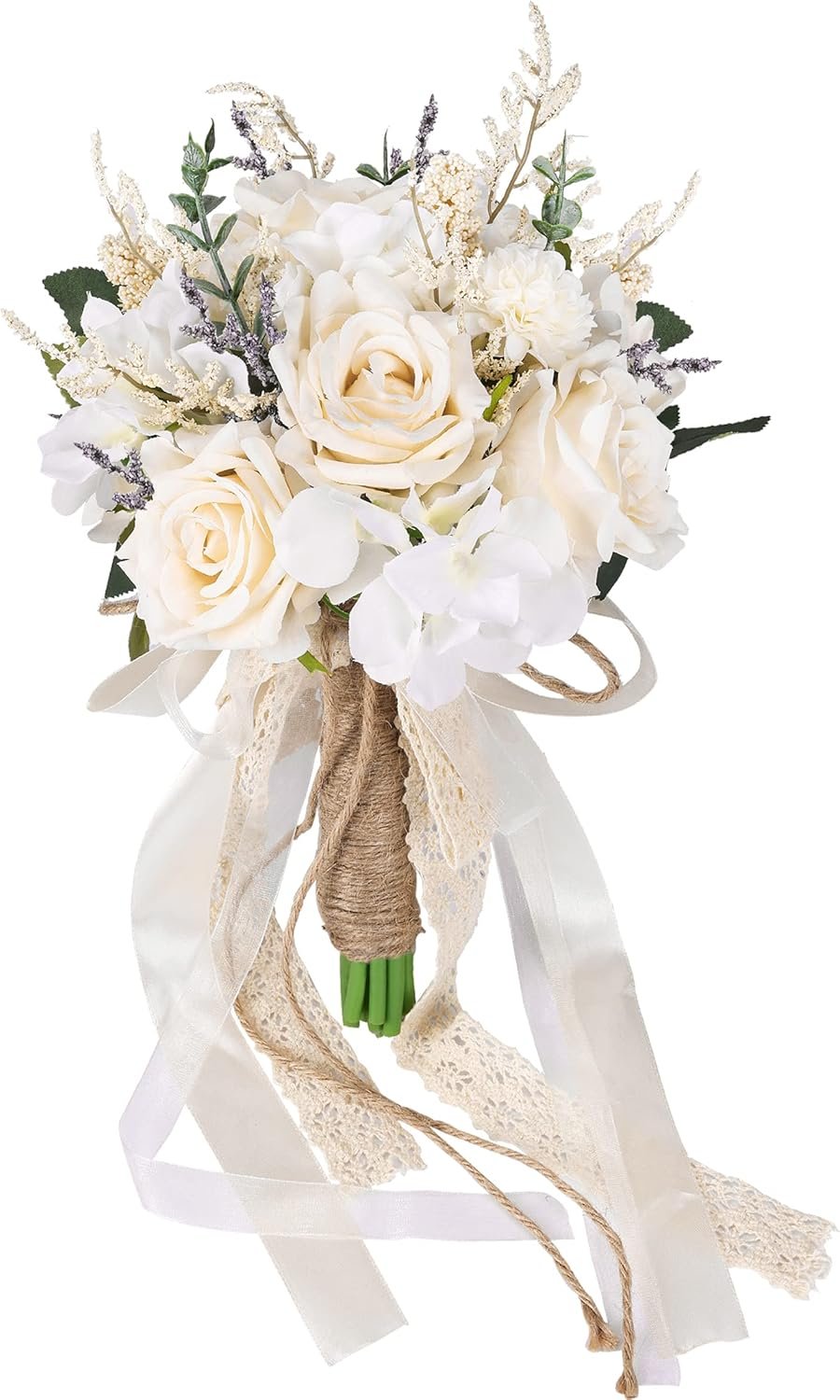 Wholesale White Champagne Artificial Rose Wedding Bouquets for Bride Bridesmaids 7.5in Supplier