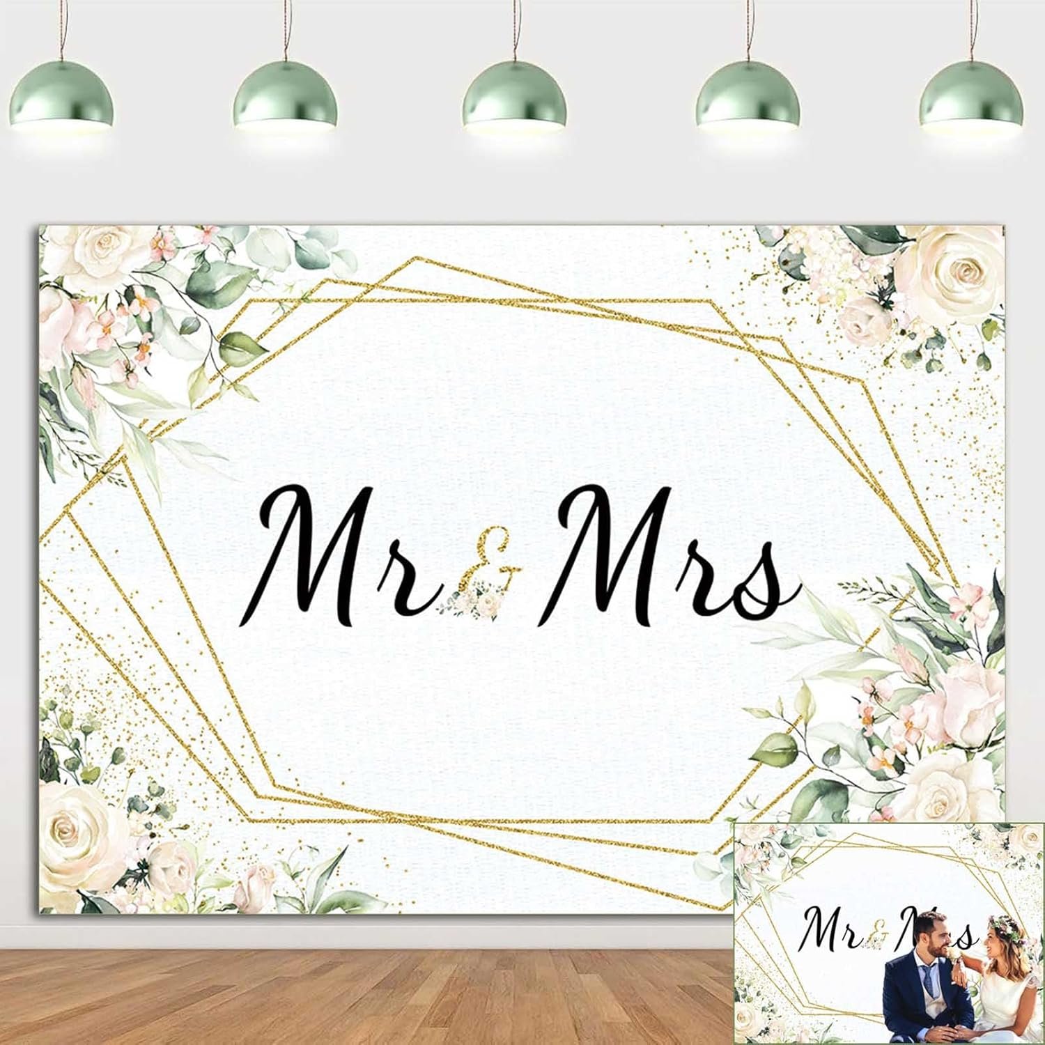 Wholesale White Floral Bridal Shower Backdrop Mr Mrs Wedding Theme Photo Background 7x5ft Bride to Be Engagement Photography Prom Party Banner Decor Photo Booth Prop Supplier