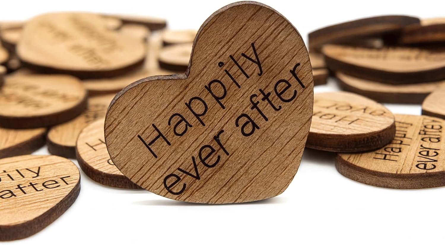 Wholesale Wooden Engraved Heart Confetti Happily Ever After Love Hearts Rustic Wedding Table Scatter 100 Count Supplier