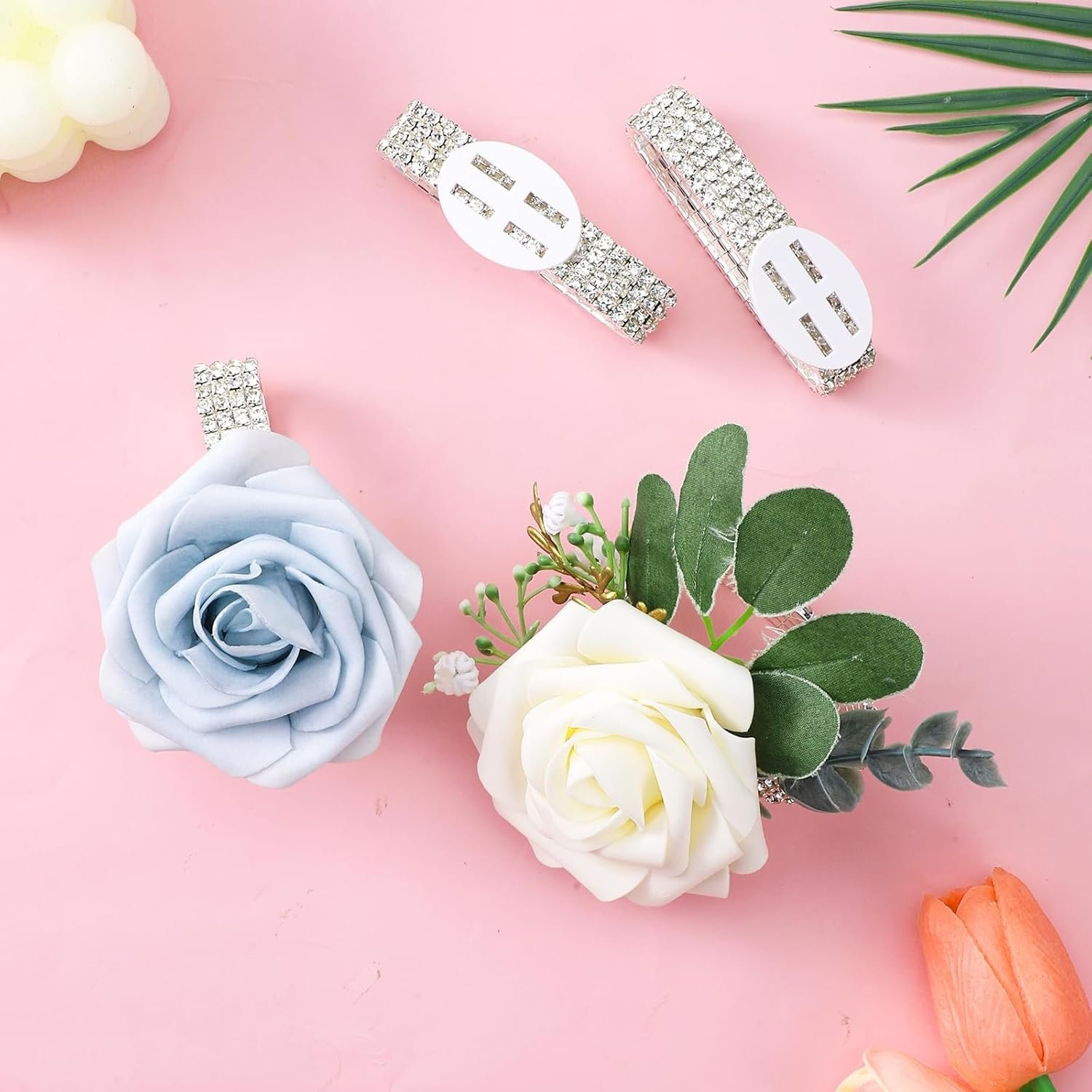 Wholesale 4 Pcs Elastic Rhinestone Wrist Corsage Bracelets DIY for Wedding Prom Bride Shower Anniversary Supplier