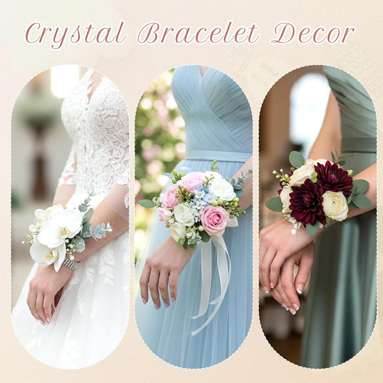 Wholesale 4 Pcs Elastic Rhinestone Wrist Corsage Bracelets DIY for Wedding Prom Bride Shower Anniversary Supplier