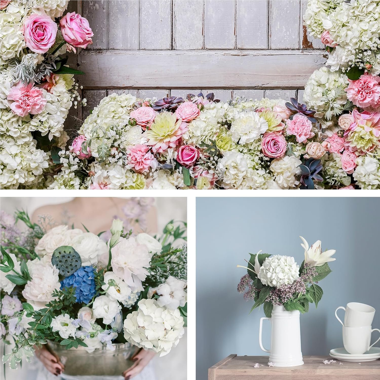 Wholesale 26 Pieces Silk Hydrangea Artificial Flowers with Stems for Home Wedding Party Decorations Ivory Supplier Wholesale 26 Pieces Silk Hydrangea Artificial Flowers with Stems for Home Wedding Party Decorations Ivory Supplier