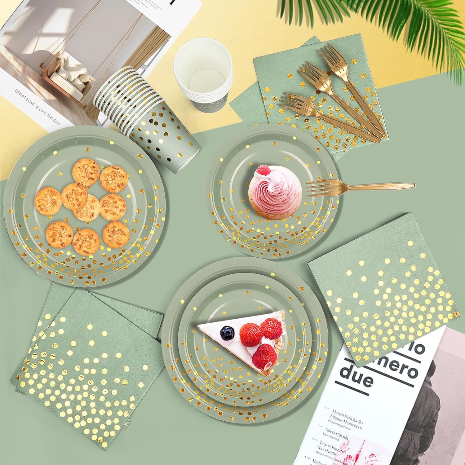 Wholesale Sage Green Party Supplies 127PCS Disposable Dinnerware Set Plates Napkins Cups Forks Serves 25 Guests for Wedding Baby Shower Decorations Supplier Wholesale Sage Green Party Supplies 127PCS Disposable Dinnerware Set Plates Napkins Cups Forks Serves 25 Guests for Wedding Baby Shower Decorations Supplier