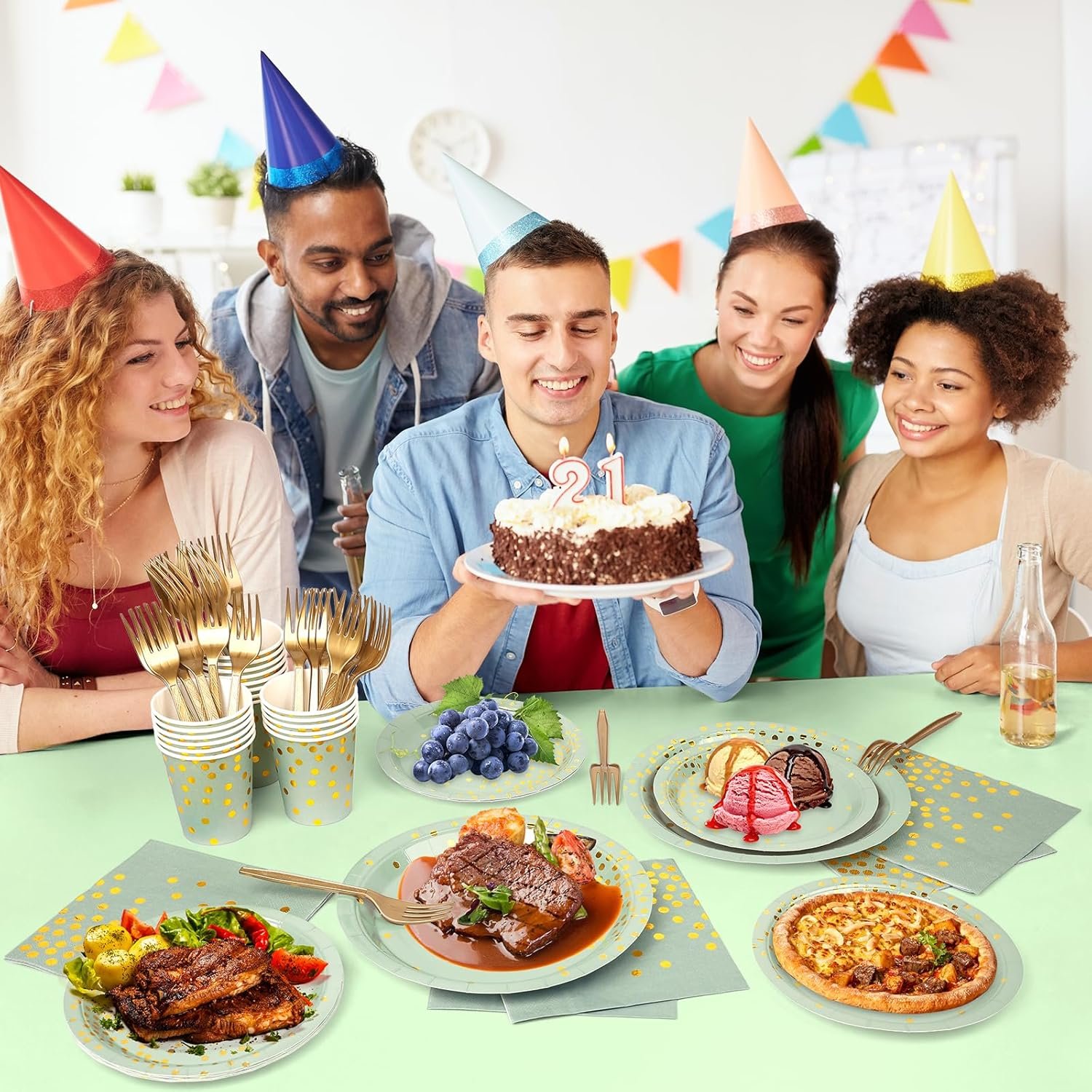 Wholesale Sage Green Party Supplies 127PCS Disposable Dinnerware Set Plates Napkins Cups Forks Serves 25 Guests for Wedding Baby Shower Decorations Supplier Wholesale Sage Green Party Supplies 127PCS Disposable Dinnerware Set Plates Napkins Cups Forks Serves 25 Guests for Wedding Baby Shower Decorations Supplier