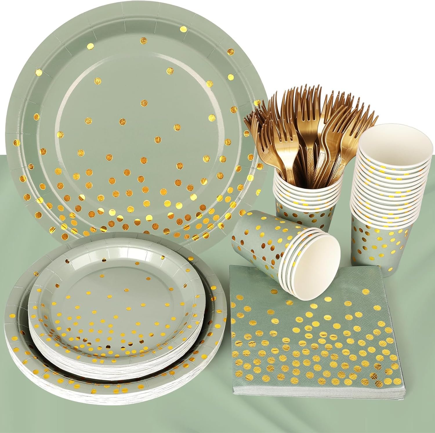 Wholesale Sage Green Party Supplies 127PCS Disposable Dinnerware Set Plates Napkins Cups Forks Serves 25 Guests for Wedding Baby Shower Decorations Supplier Wholesale Sage Green Party Supplies 127PCS Disposable Dinnerware Set Plates Napkins Cups Forks Serves 25 Guests for Wedding Baby Shower Decorations Supplier