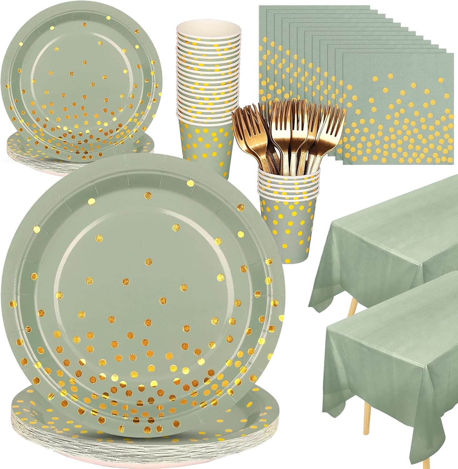 Wholesale Sage Green Party Supplies 127PCS Disposable Dinnerware Set Plates Napkins Cups Forks Serves 25 Guests for Wedding Baby Shower Decorations Supplier Wholesale Sage Green Party Supplies 127PCS Disposable Dinnerware Set Plates Napkins Cups Forks Serves 25 Guests for Wedding Baby Shower Decorations Supplier